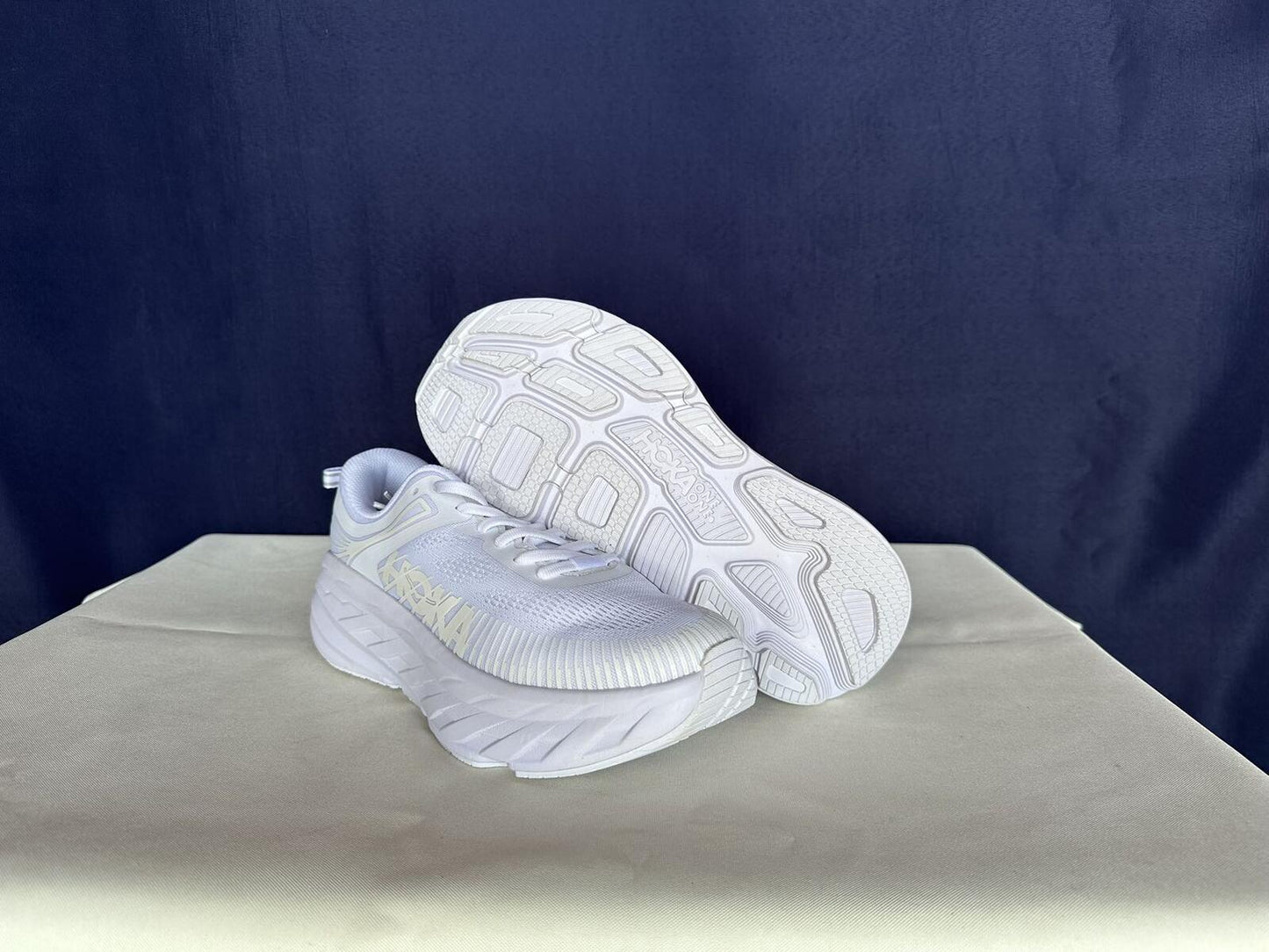 Size 9 - Hoka Women Bondi 7 White White Trainer Sneakers Shoes