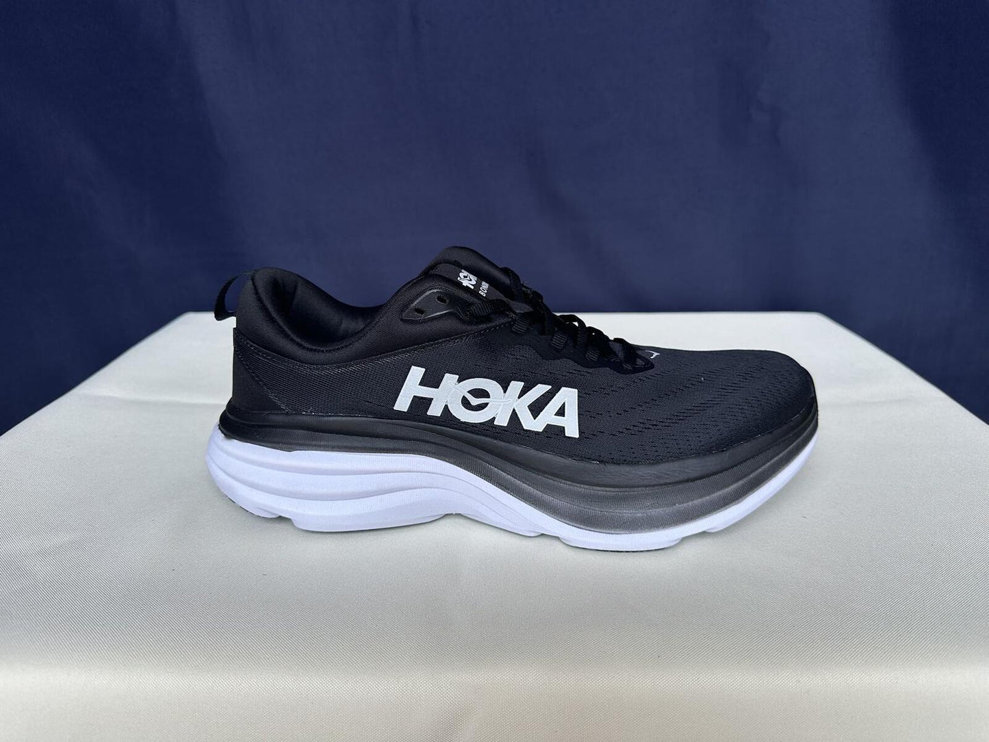 Size 10.5D- Hoka Men Bondi 8 Black/White Mens Sneakers Shoes