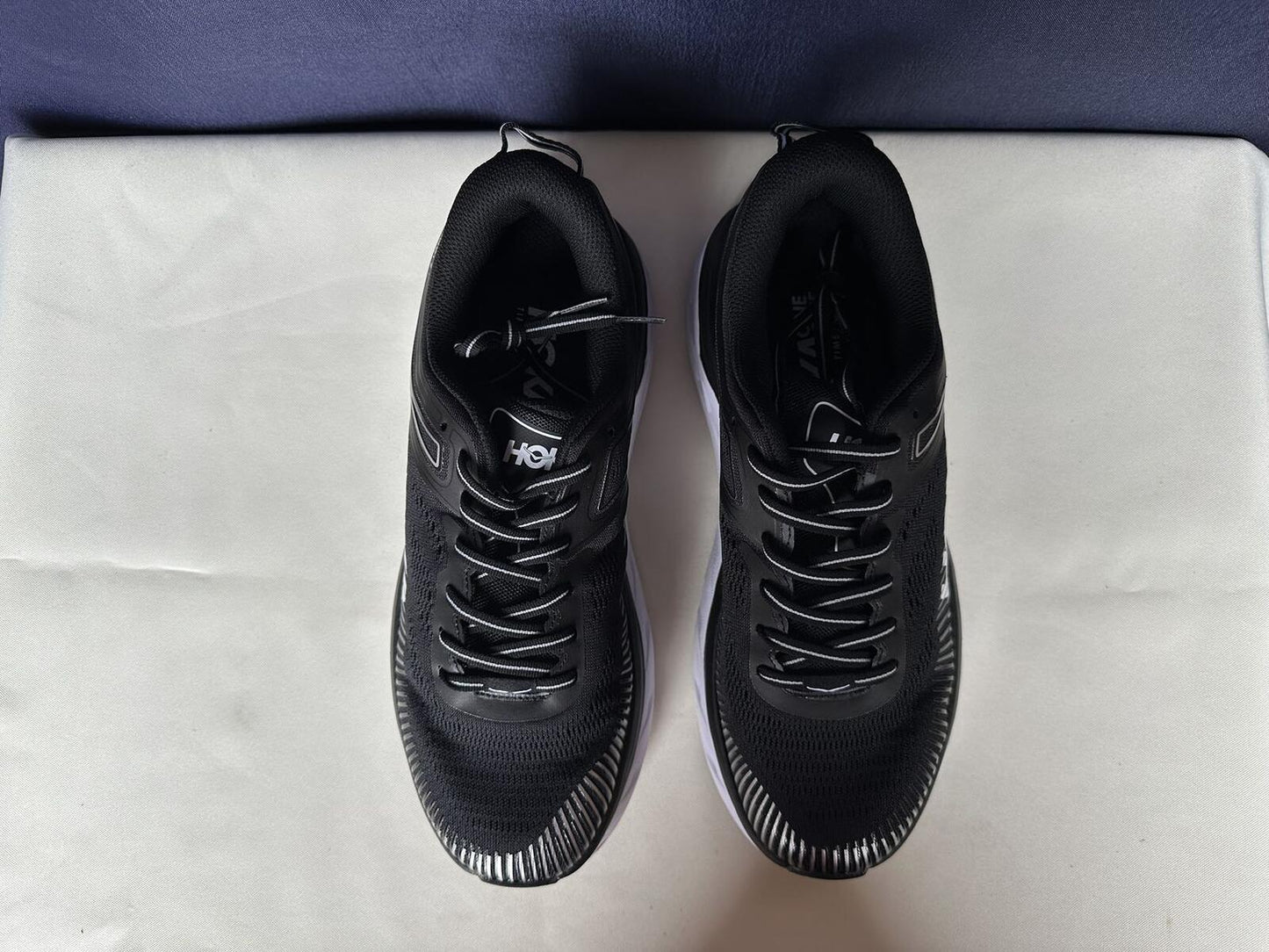 Size 10.5 - Hoka Women Bondi 7 Black White Running Shoes Sneaker