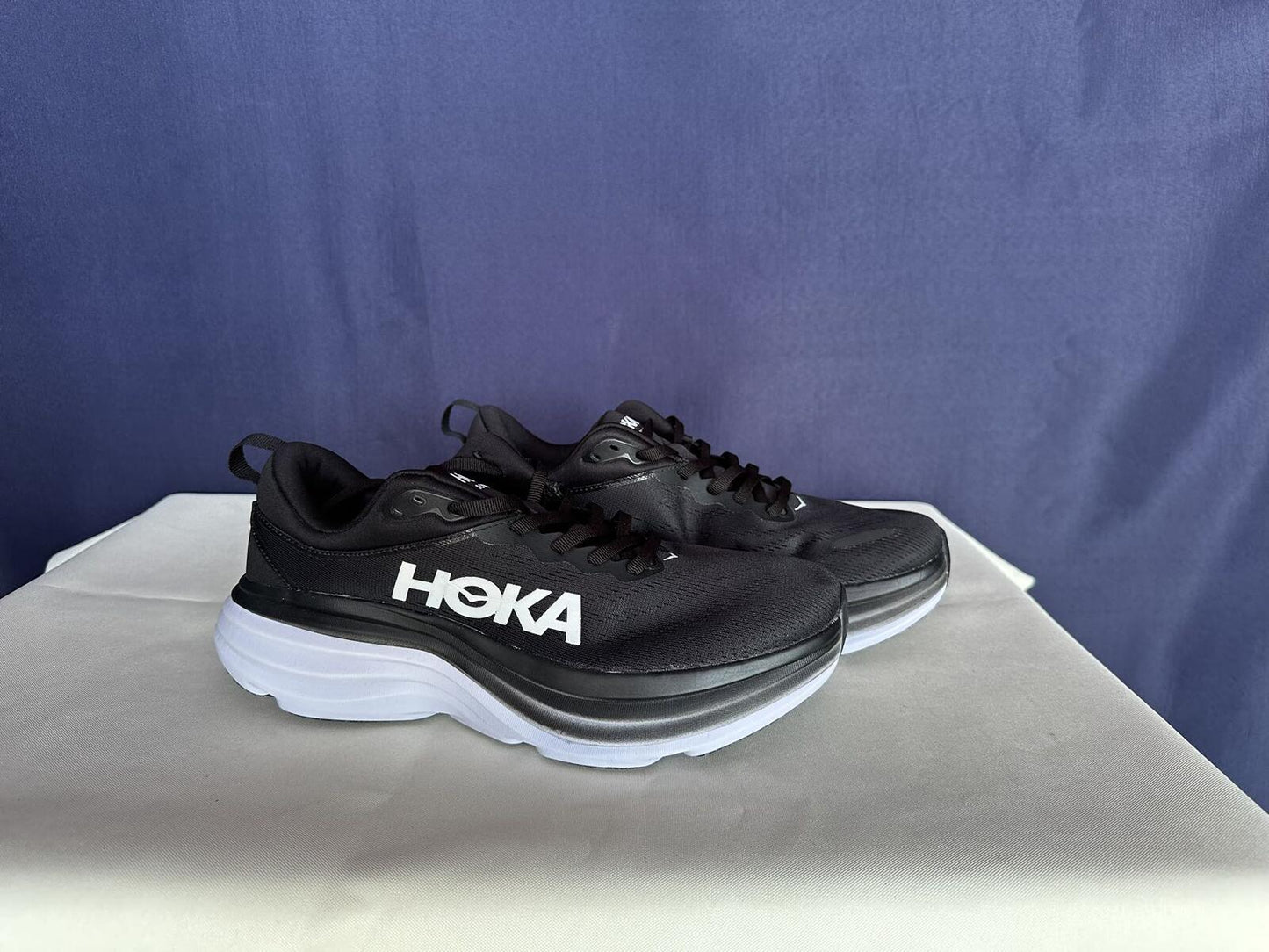 Size 10.5B - Hoka Women Bondi 8 Black/White Womens Sneakers Shoes