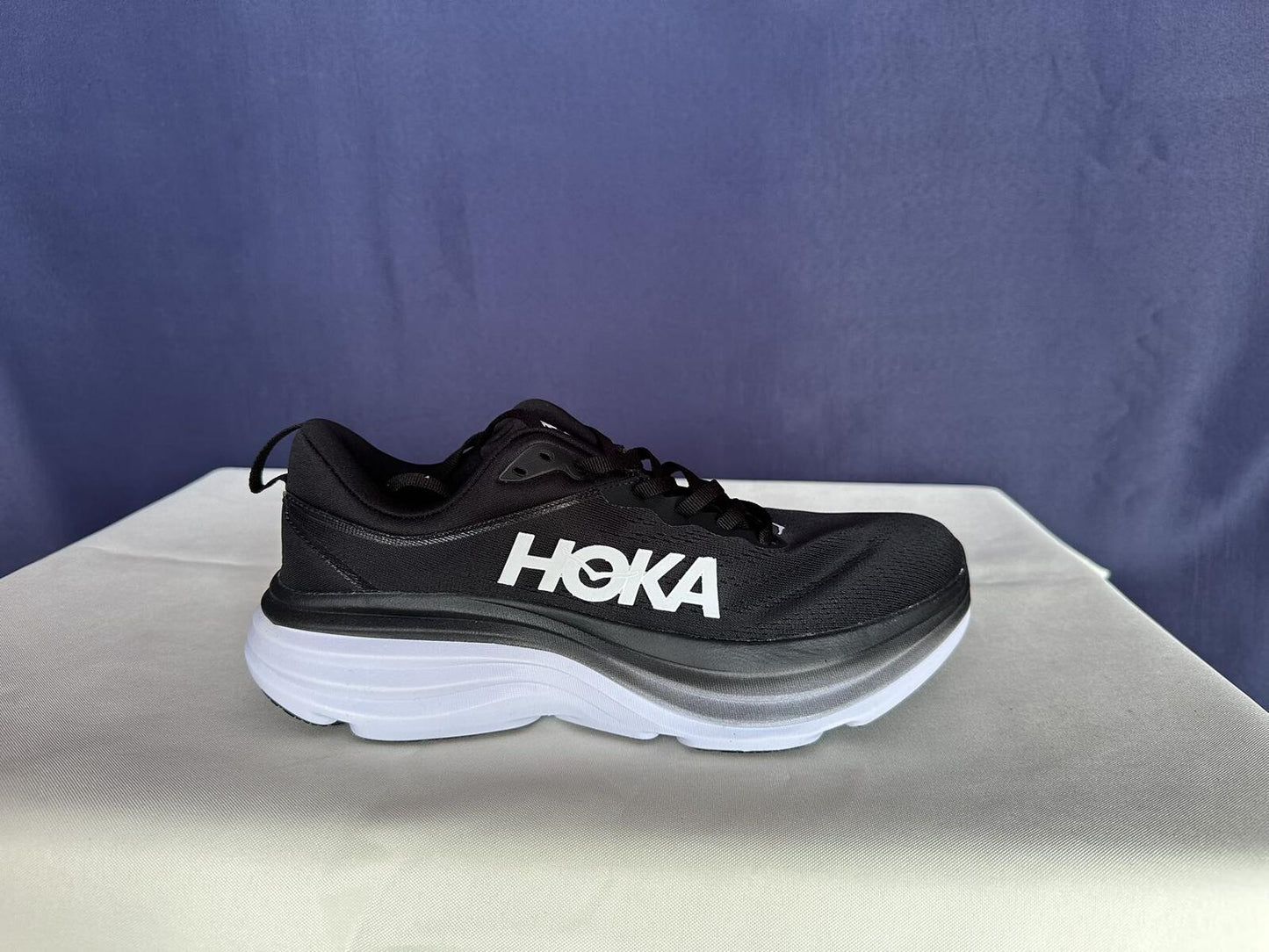 Size 9.5D - Hoka Men Bondi 8 Black/White Mens Sneakers Shoes