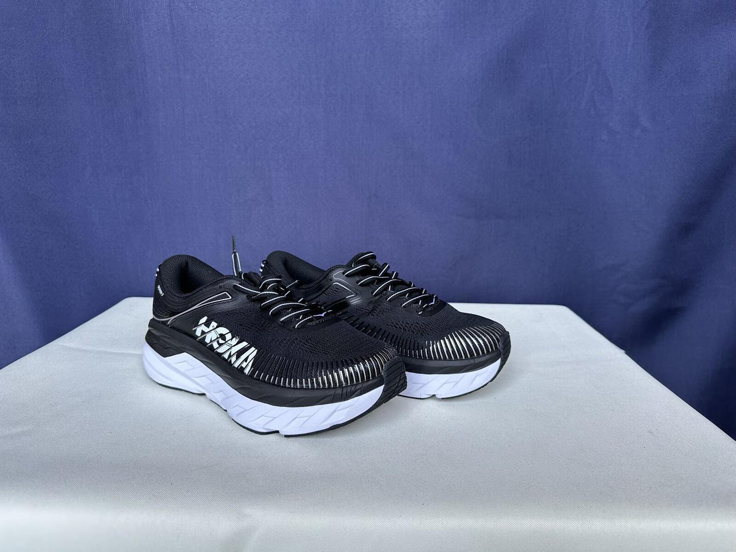 Size 7.5- Hoka Women Bondi 7 Black White Running Shoes Sneaker