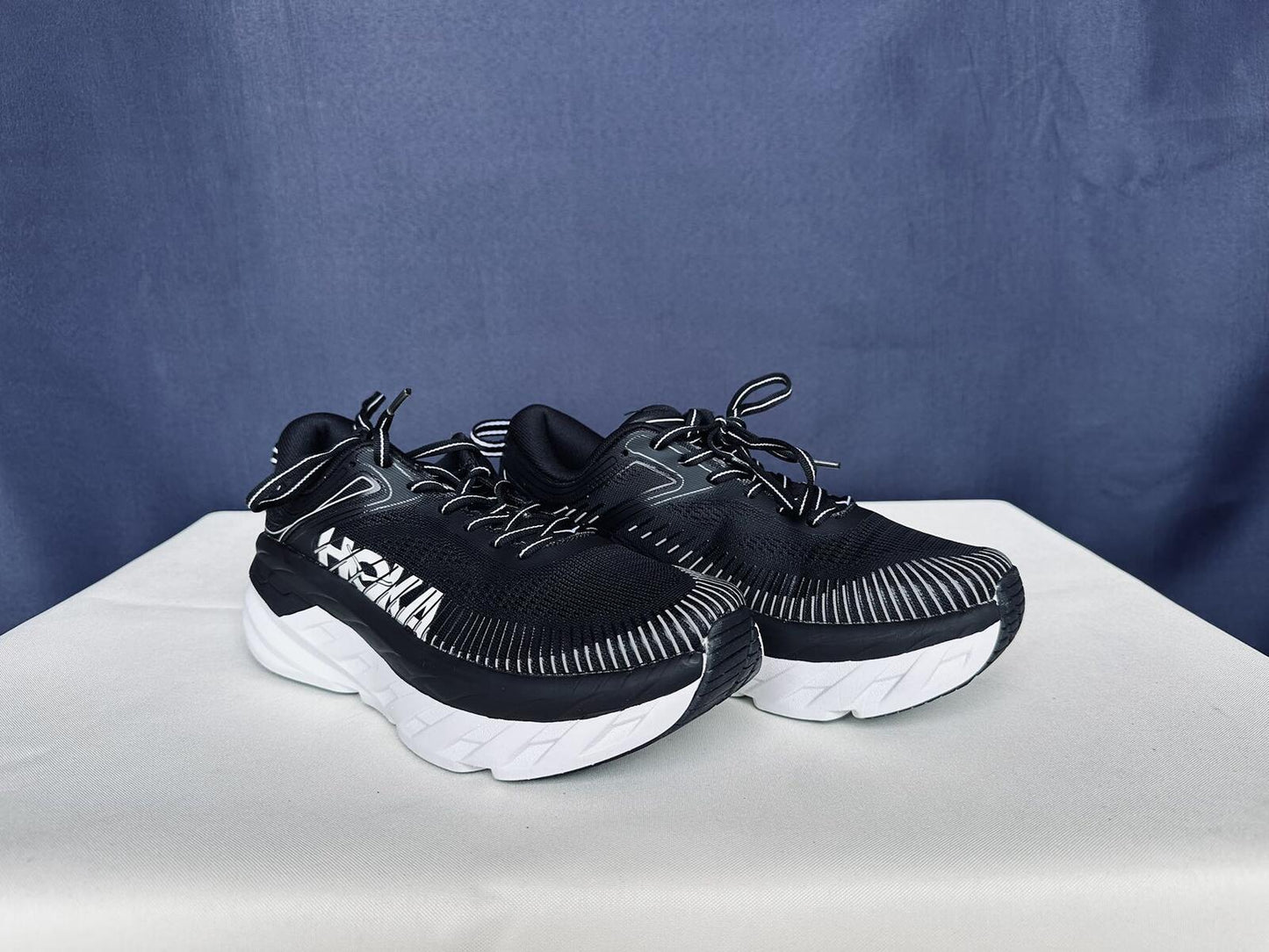 Size 8B - Hoka Women Bondi 7 Black White Running Shoes Sneakers