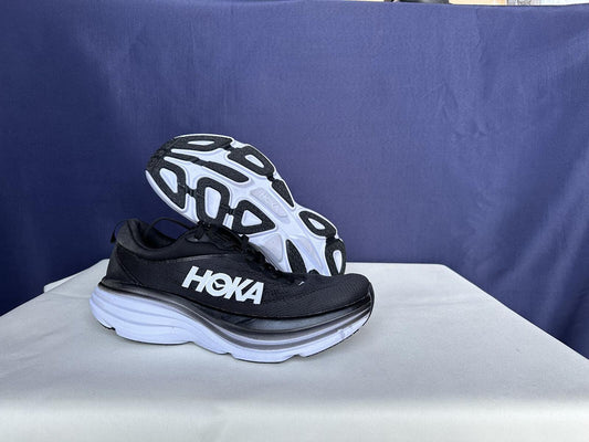 Size 10D - Hoka Men Bondi 8 Black White