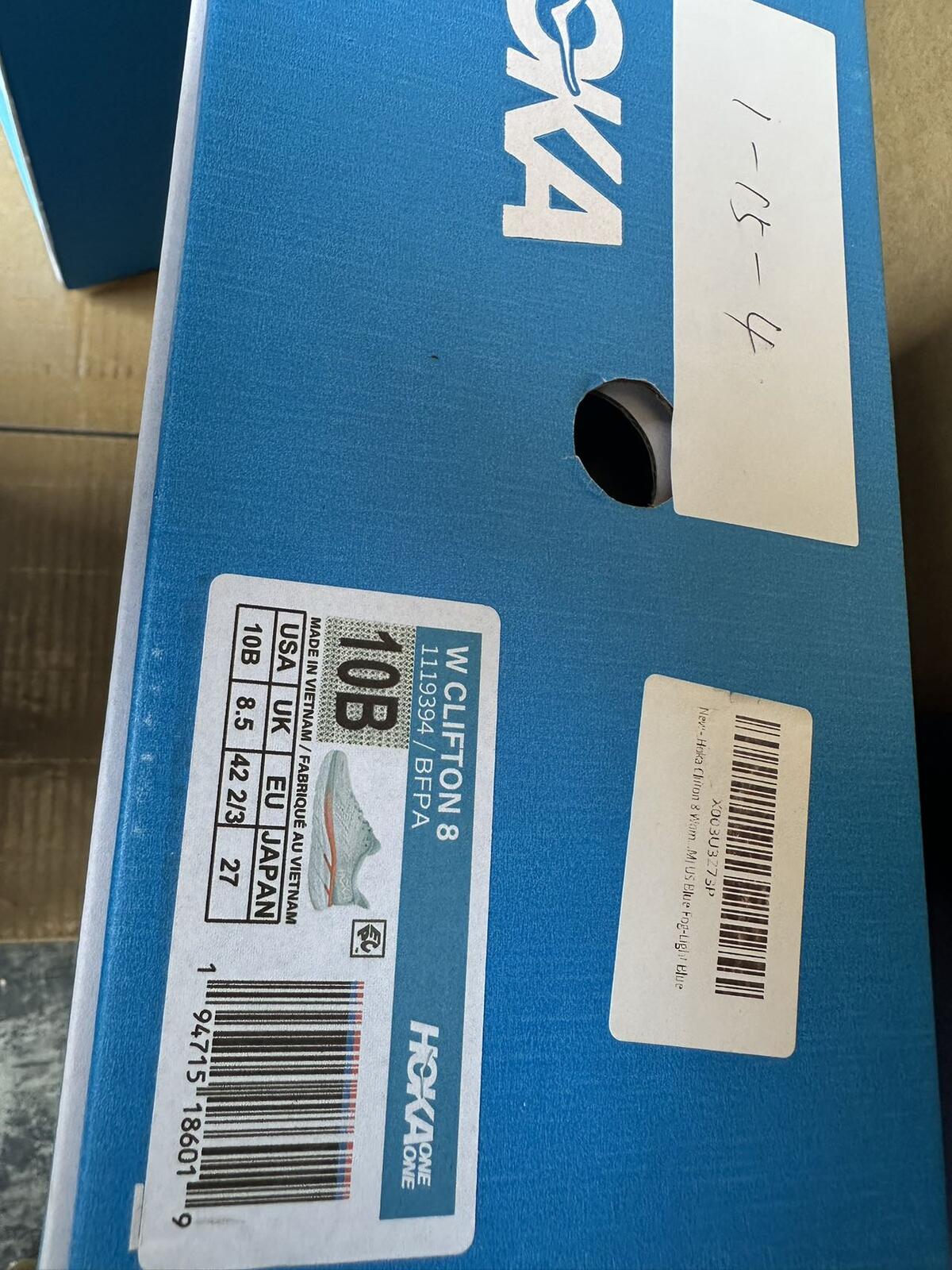Size 10B-Hoka Women Clifton 8 Blue Fog/Plein Air Sneakers Shoes