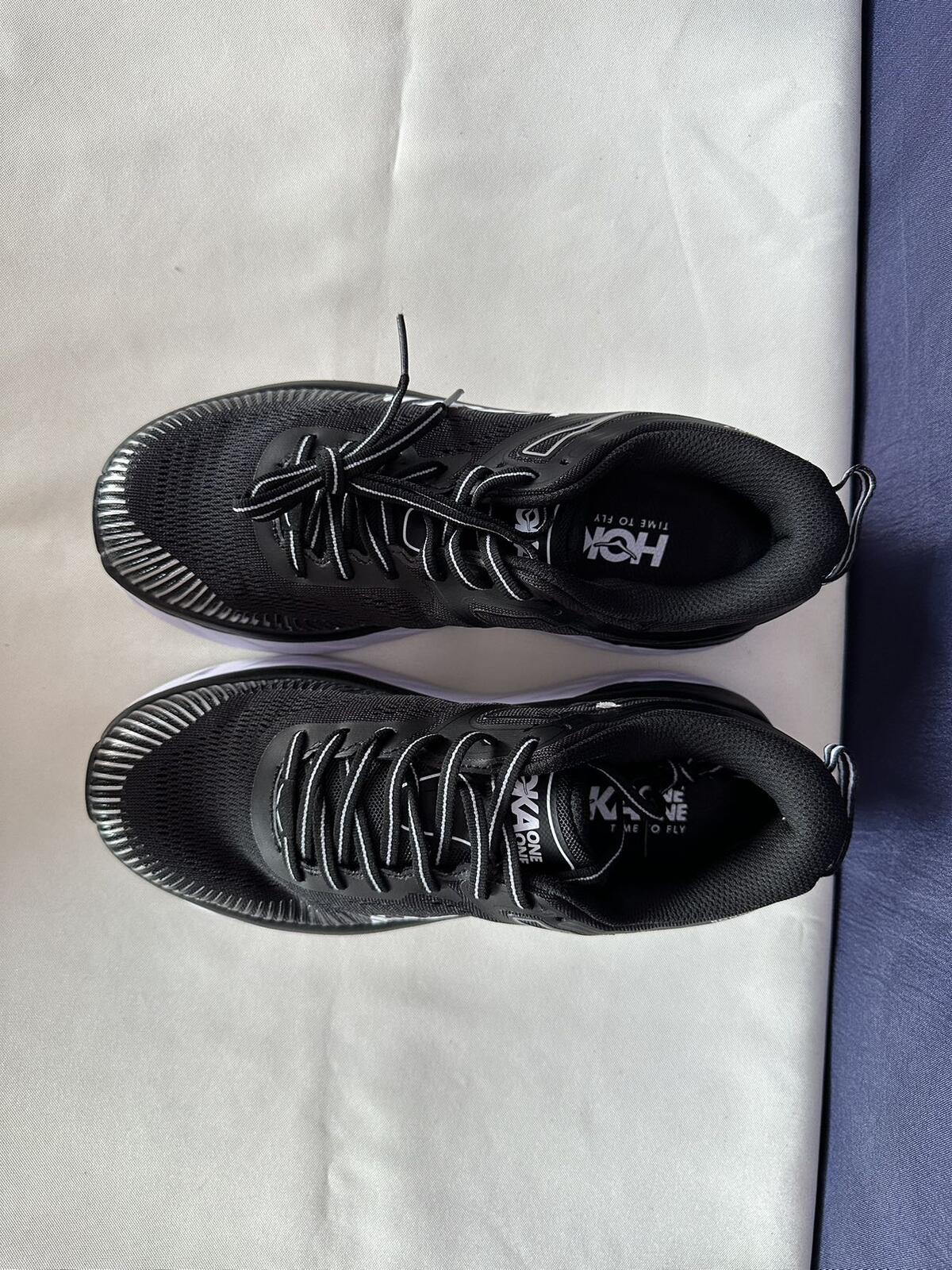 Size 8 - Hoka Women Bondi 7 Black White Running Shoes Sneaker