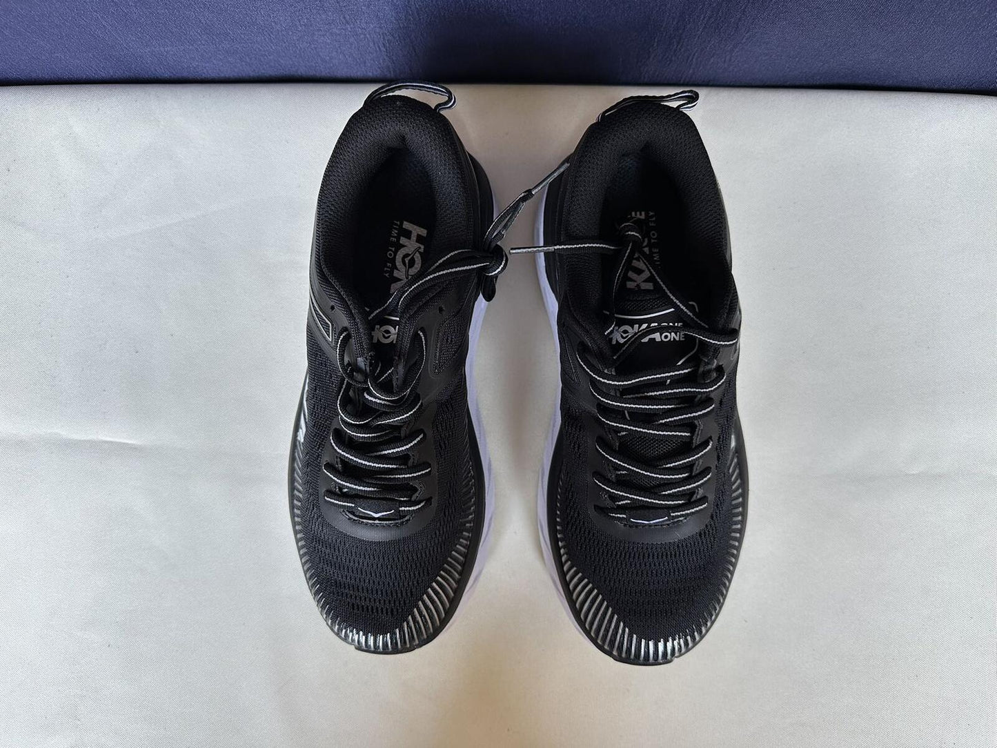 Size 7.5- Hoka Women Bondi 7 Black White Running Shoes Sneaker