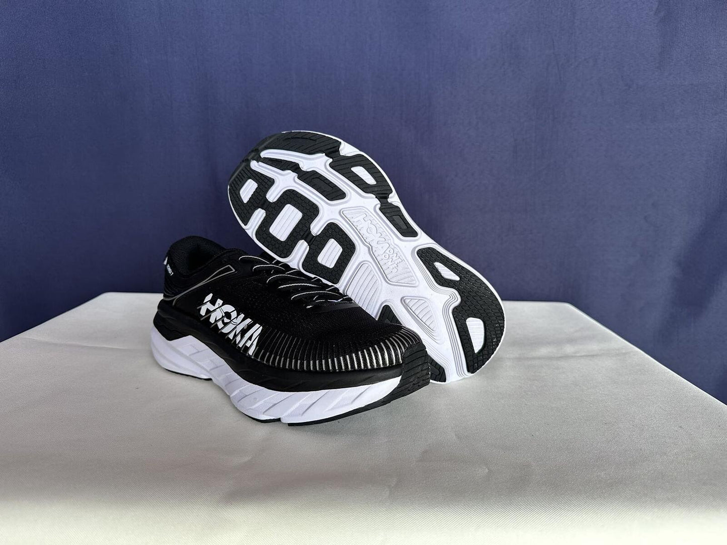 Size 8 - Hoka Women Bondi 7 Black White Running Shoes Sneaker