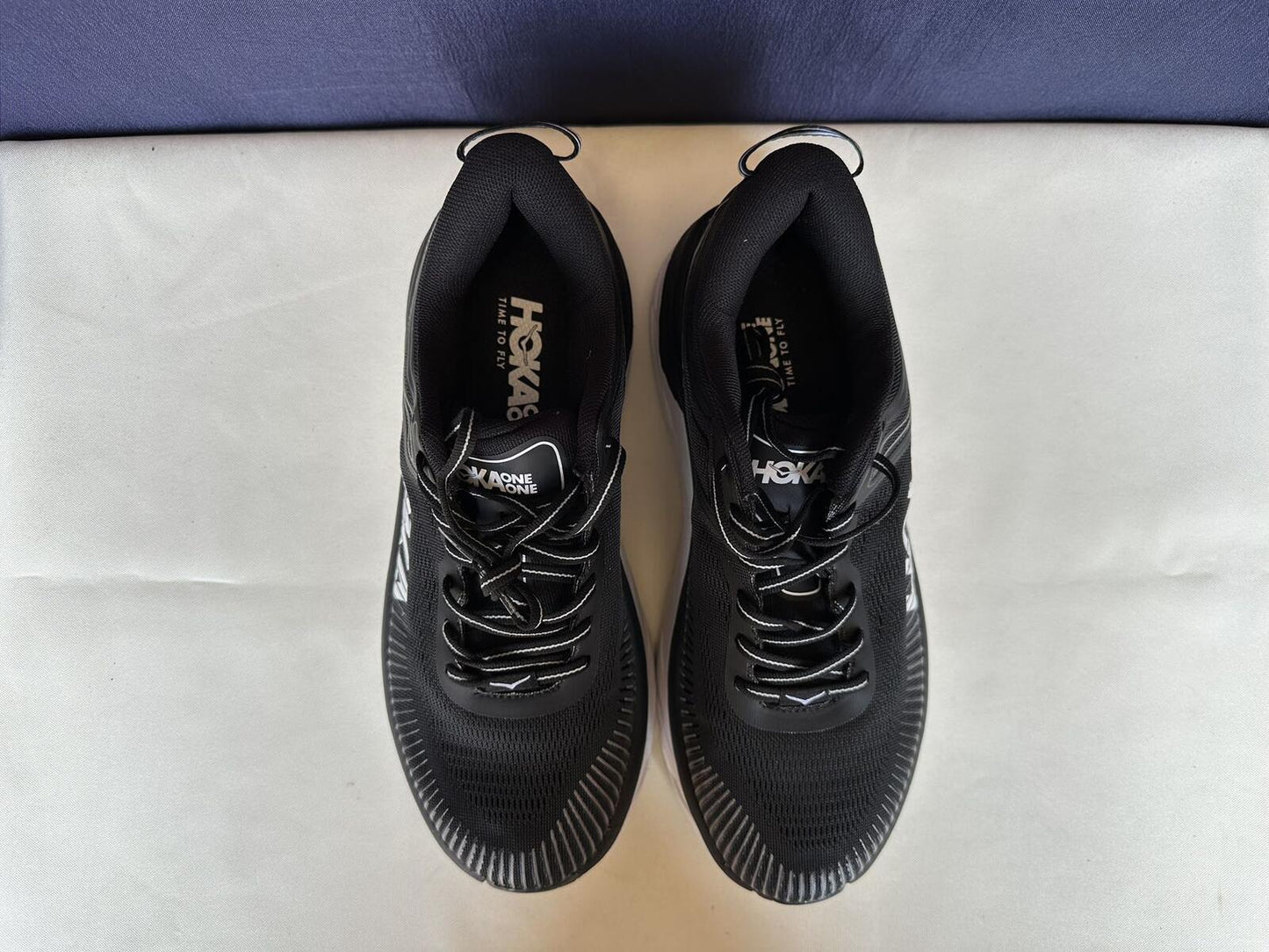 Size 9.5 - Hoka Men Bondi 7 Black White Running Shoes Sneaker