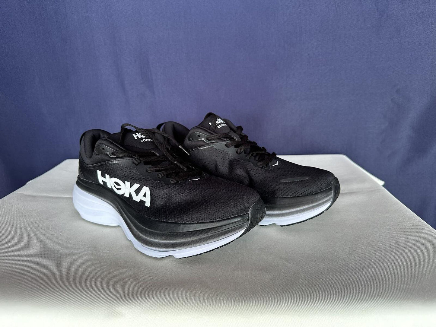 Size 10.5B - Hoka Women Bondi 8 Black/White Womens Sneakers Shoes