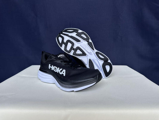 Size 9D- Hoka Men Bondi 8 Black/White Mens Sneakers Shoes