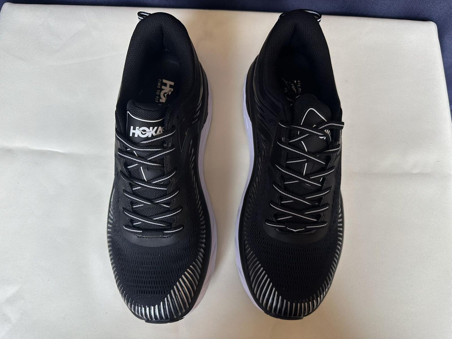 Size 7.5- Hoka Women Bondi 7 Black White Running Shoes Sneaker