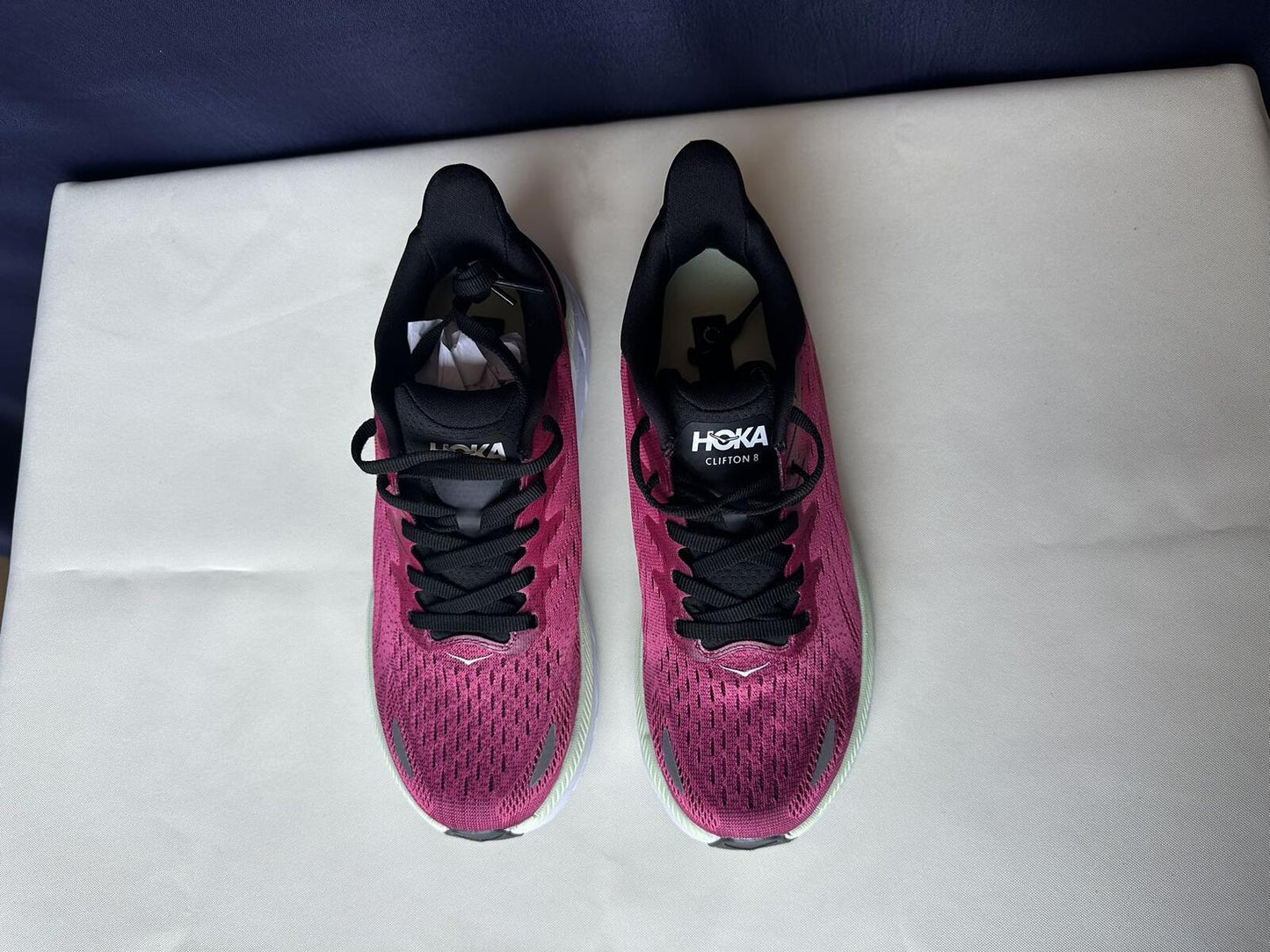 Size 6.5B- Hoka Women Bondi 8 Blue Graphite Ibis Rose Sneakers