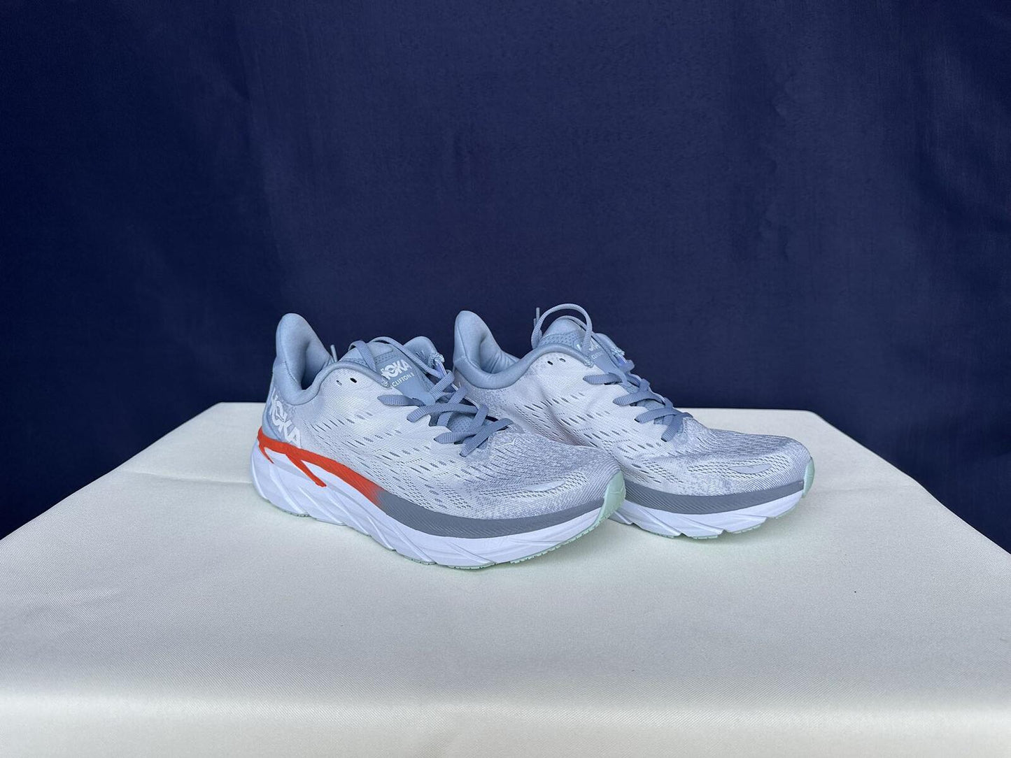 Size 9.5B- Hoka Women Clifton 8 Blue Fog/Plein Air Sneakers