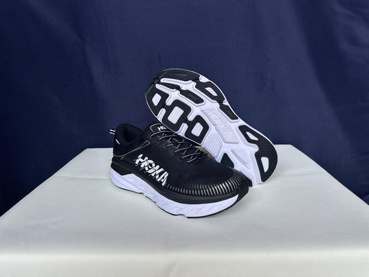 Size 11- Hoka Men Bondi 7 Black White Running Shoes Sneakers