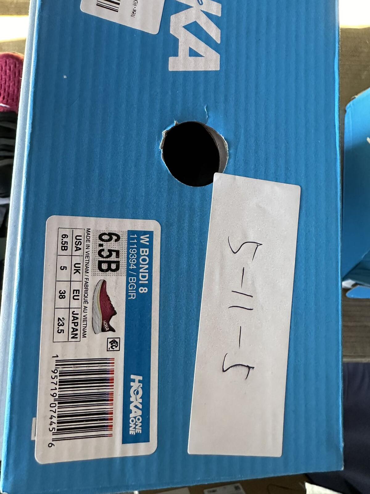 Size 6.5B - Hoka Women Bondi 8 Blue Graphite Ibis Rose Sneakers