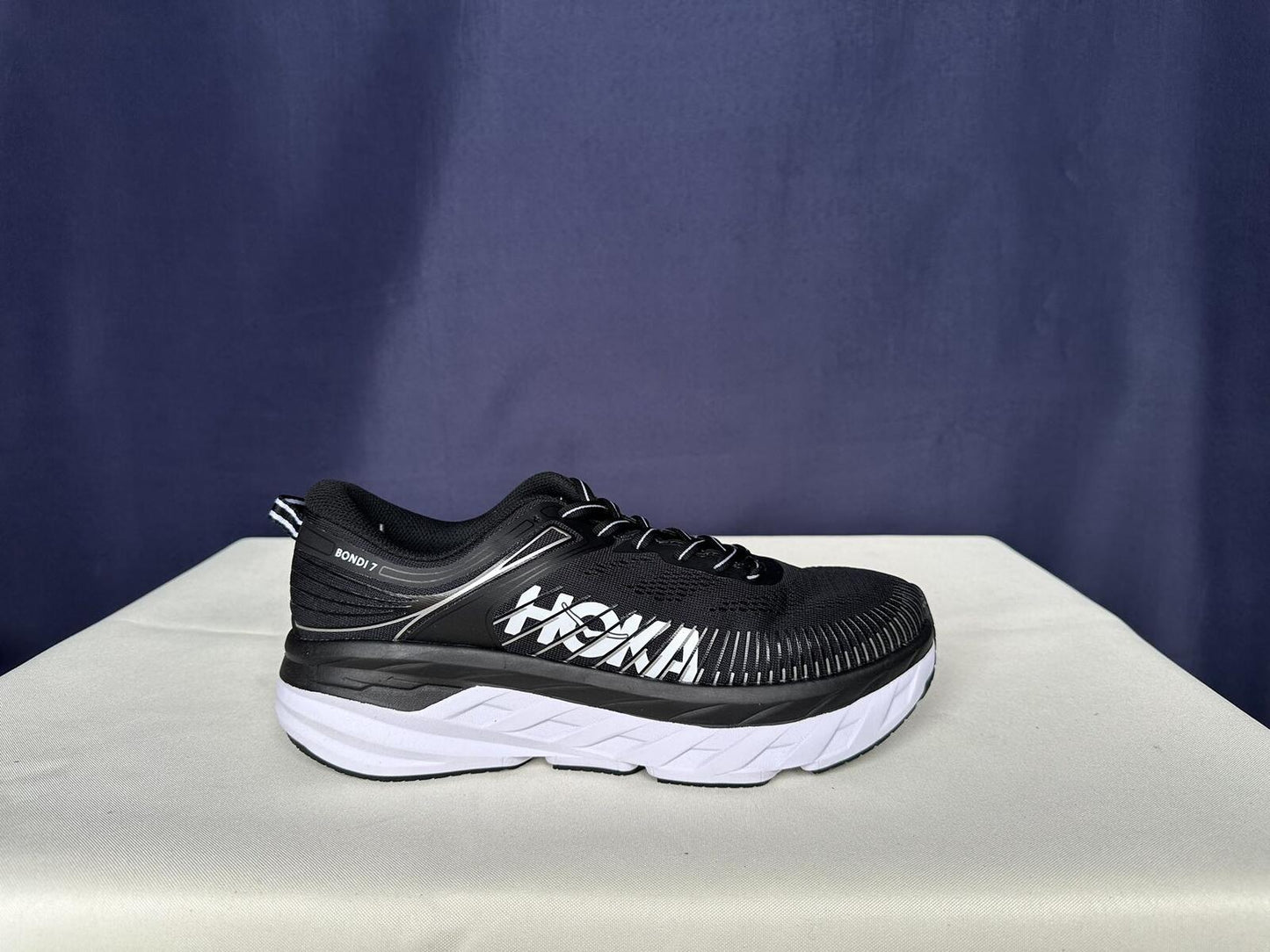 Size 10.5 - Hoka Women Bondi 7 Black White Running Shoes Sneaker