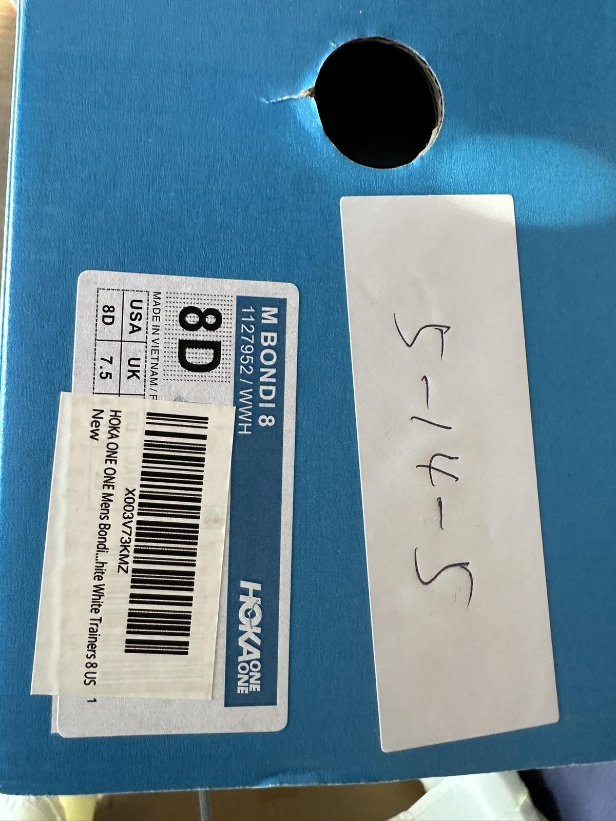 Size 8D - Hoka Men Bondi 8 White/White Mens Sneakers Shoes