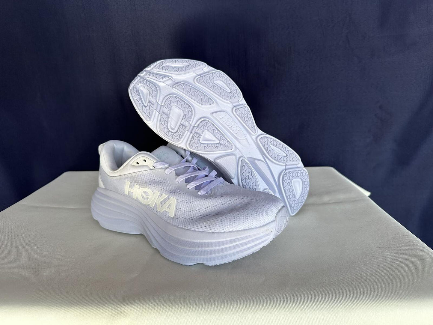 Size 10D - Hoka Men Bondi 8 White/White Mens Sneakers Shoes