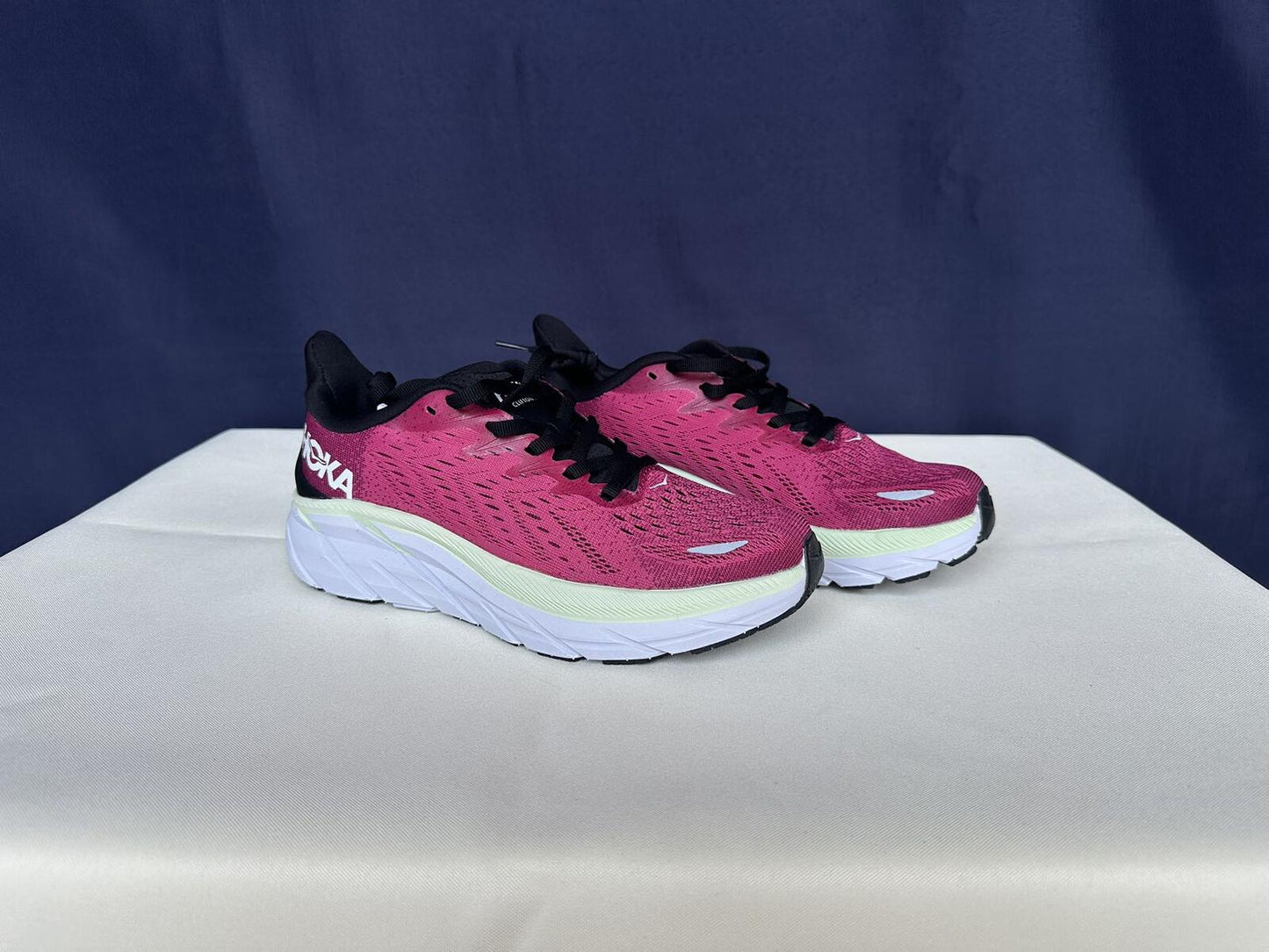 Size 6.5B- Hoka Women Bondi 8 Blue Graphite Ibis Rose Sneakers