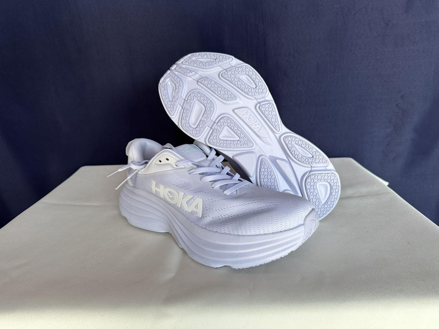 Size 10D - Hoka Men Bondi 8 White/White Mens Sneakers Shoes