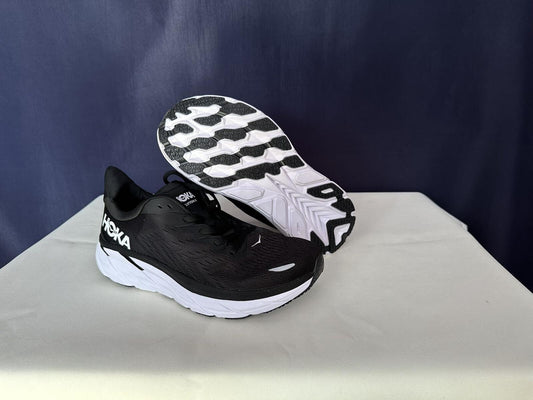 Size 9.5B - Hoka Women Clifton 8 Black White Run Sneakers Shoes