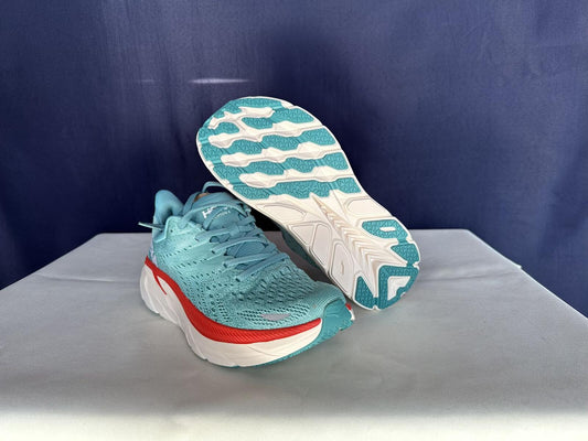 Size 7B - Hoka Women Clifton 8 Aquarelle/Eggshell Running Sneakers