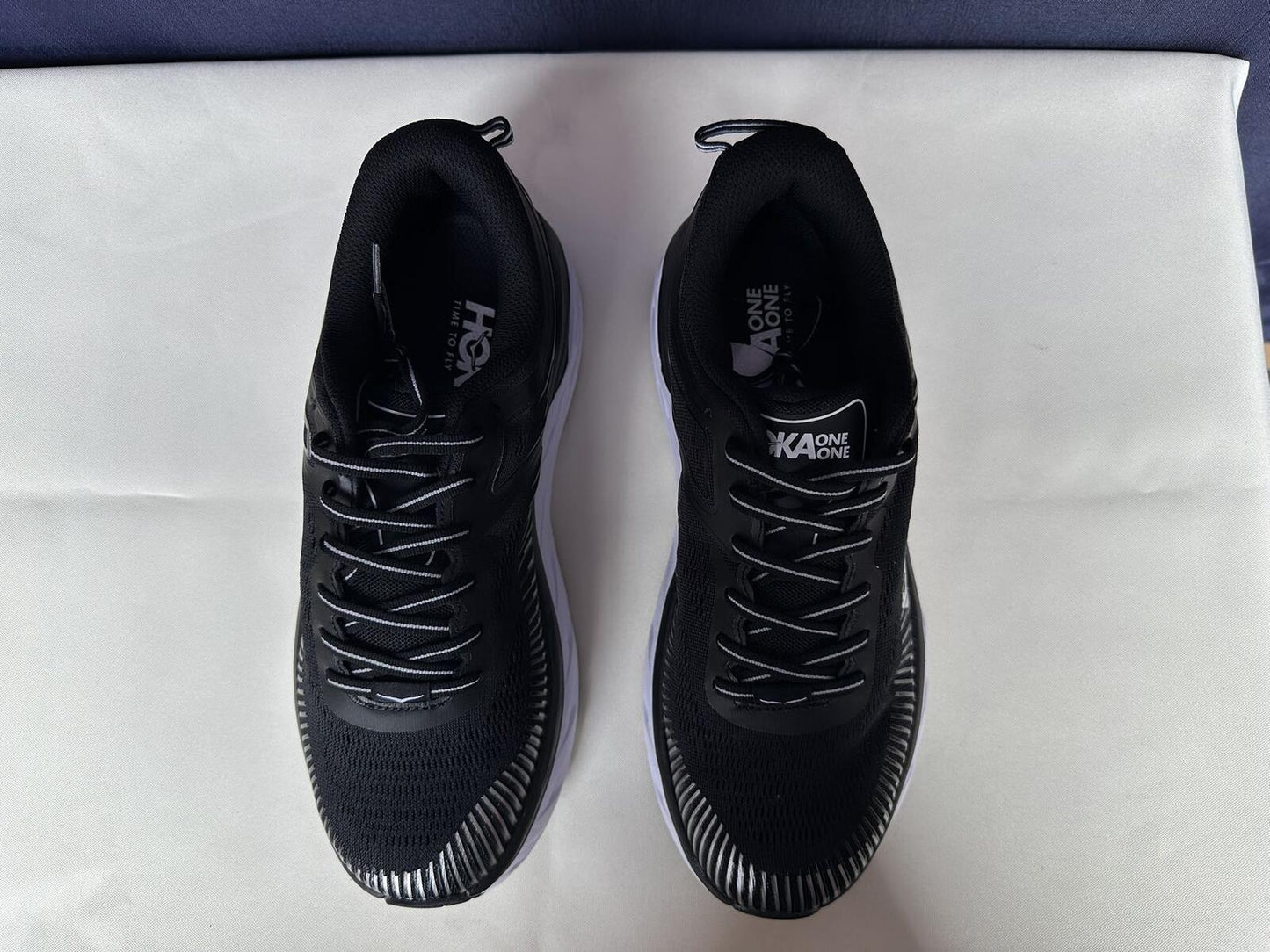Size 10- Hoka Women Bondi 7 Black White Running Shoes Sneaker