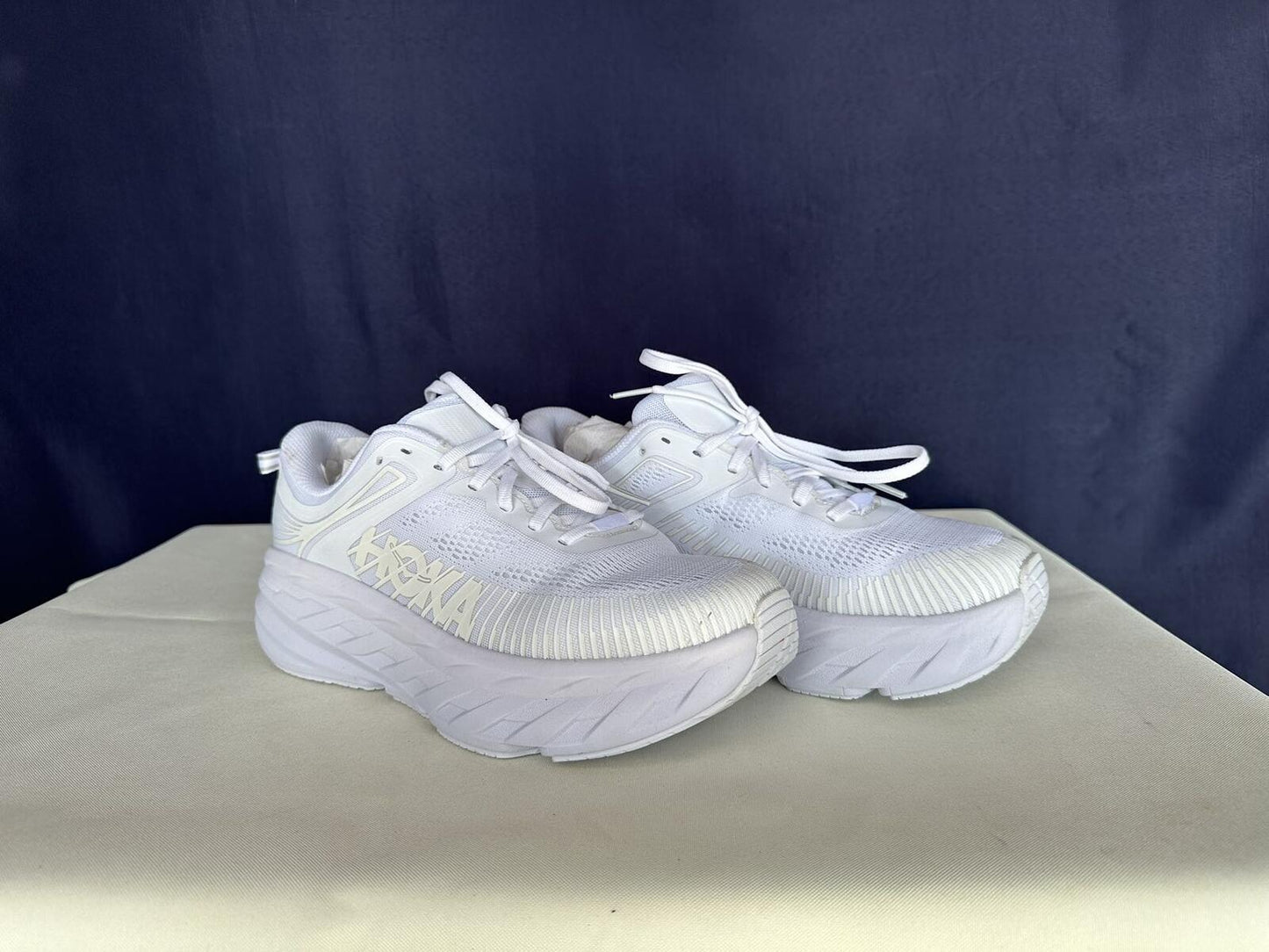 Size 9.5 - Hoka Women Bondi 7 White White Trainer Sneakers Shoes
