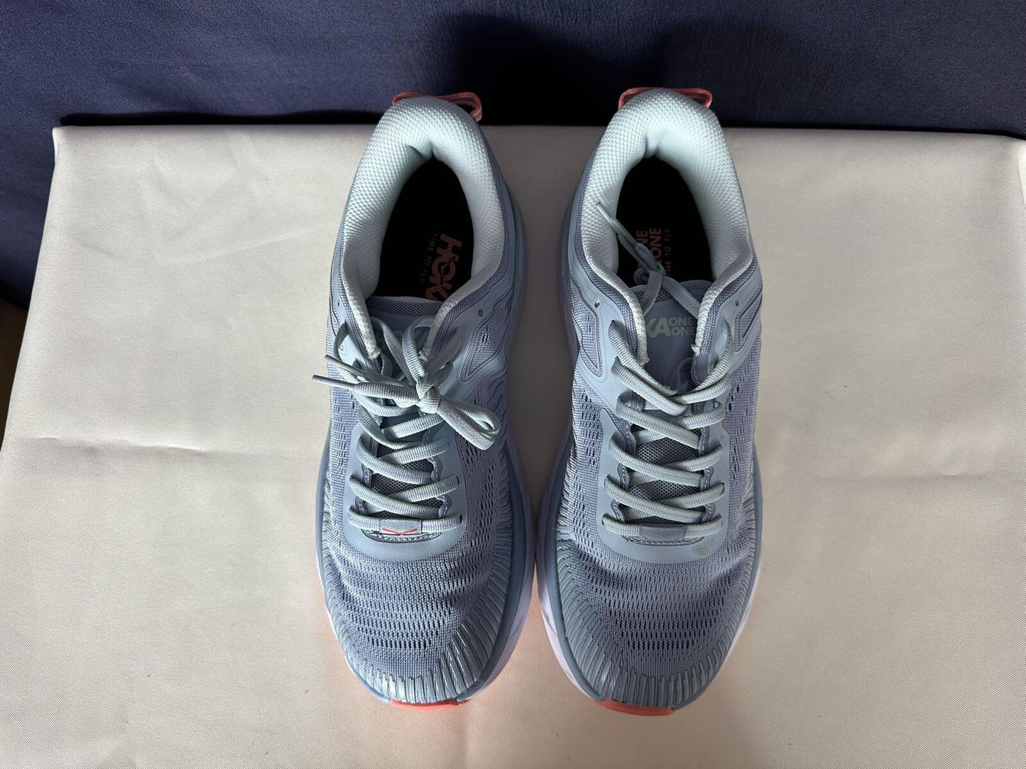 Size 11- Hoka Women Bondi 7 Blue Fog Blue Glass Sneakers