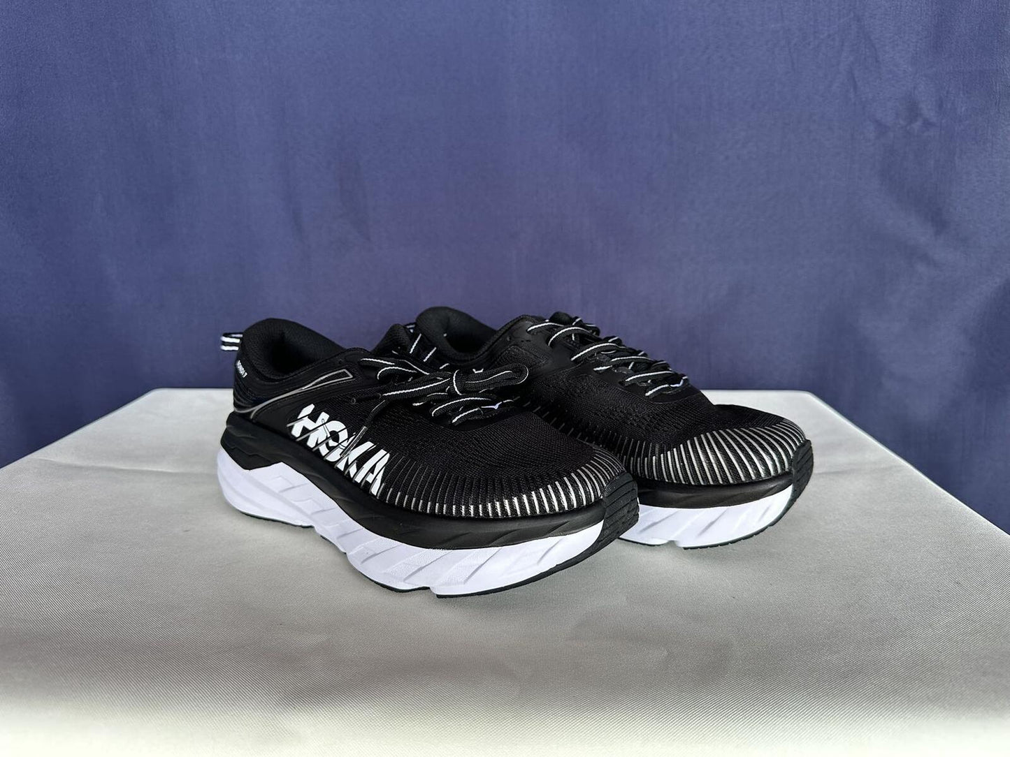 Size 8 - Hoka Women Bondi 7 Black White Running Shoes Sneaker