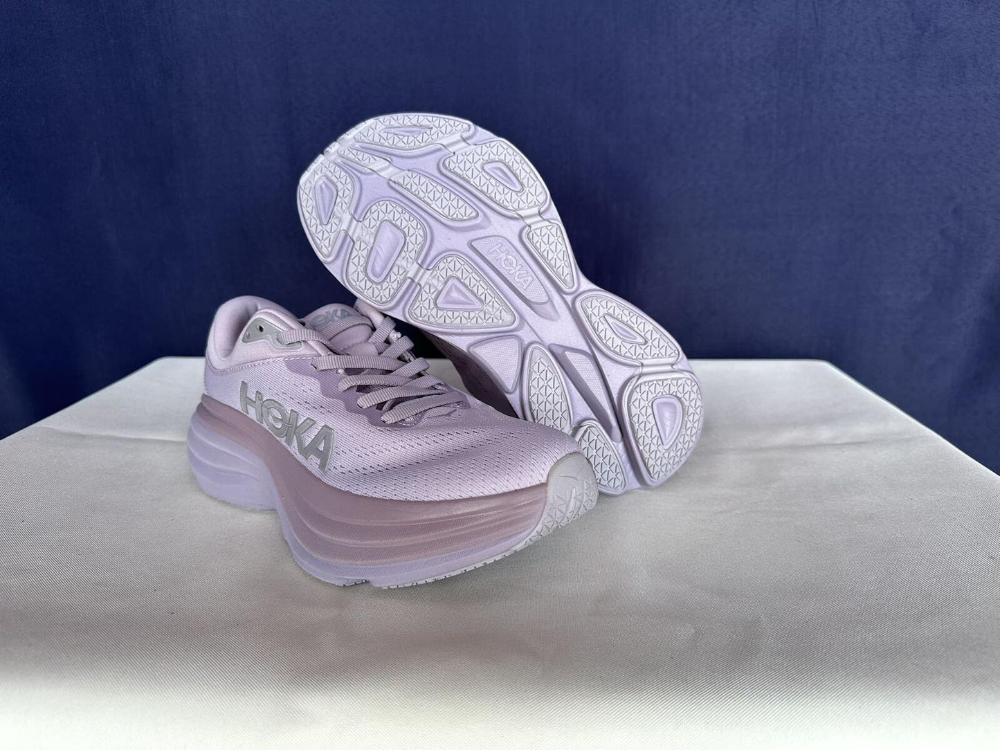 Size 6.5B - Hoka Women Bondi 8 Lilac Marble/Elderberry Sneakers