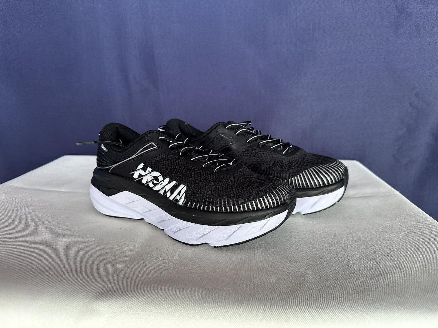 Size 8 - Hoka Women Bondi 7 Black White Running Shoes Sneaker
