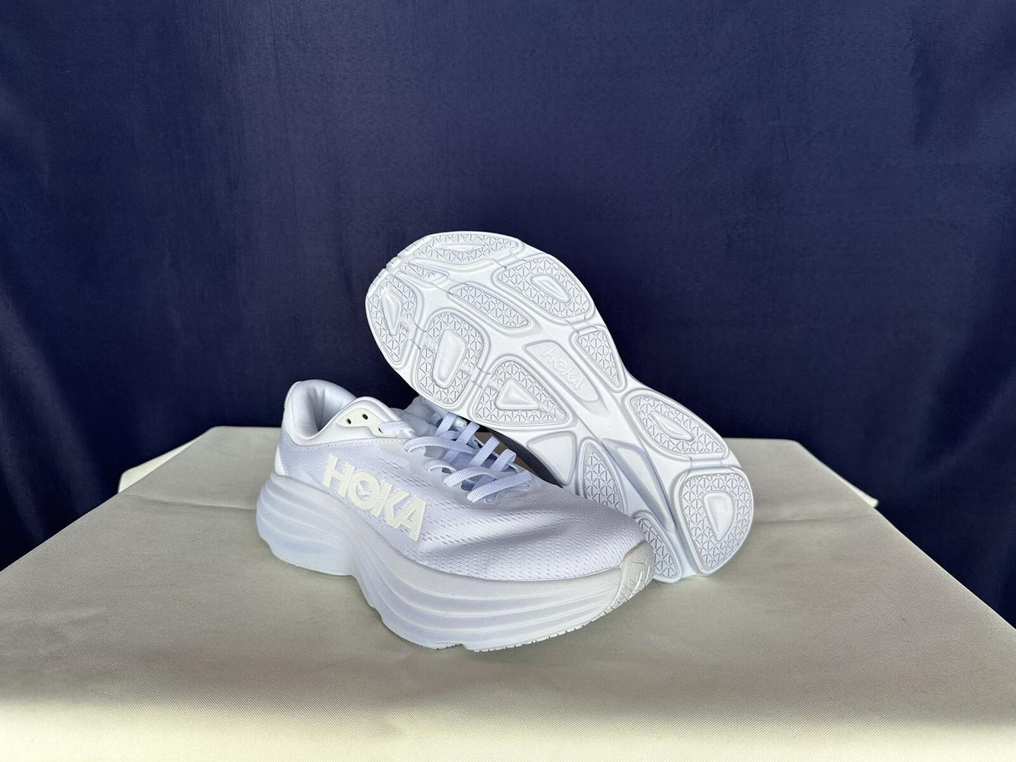 Size 9.5D - Hoka Men Bondi 8 White/White Mens Sneakers Shoes