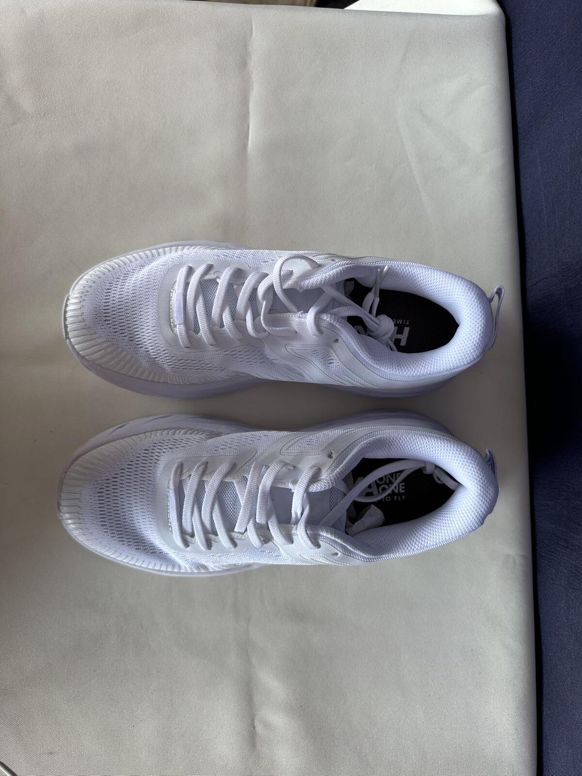 Size 9 - Hoka Women Bondi 7 White White Trainer Sneakers Shoes