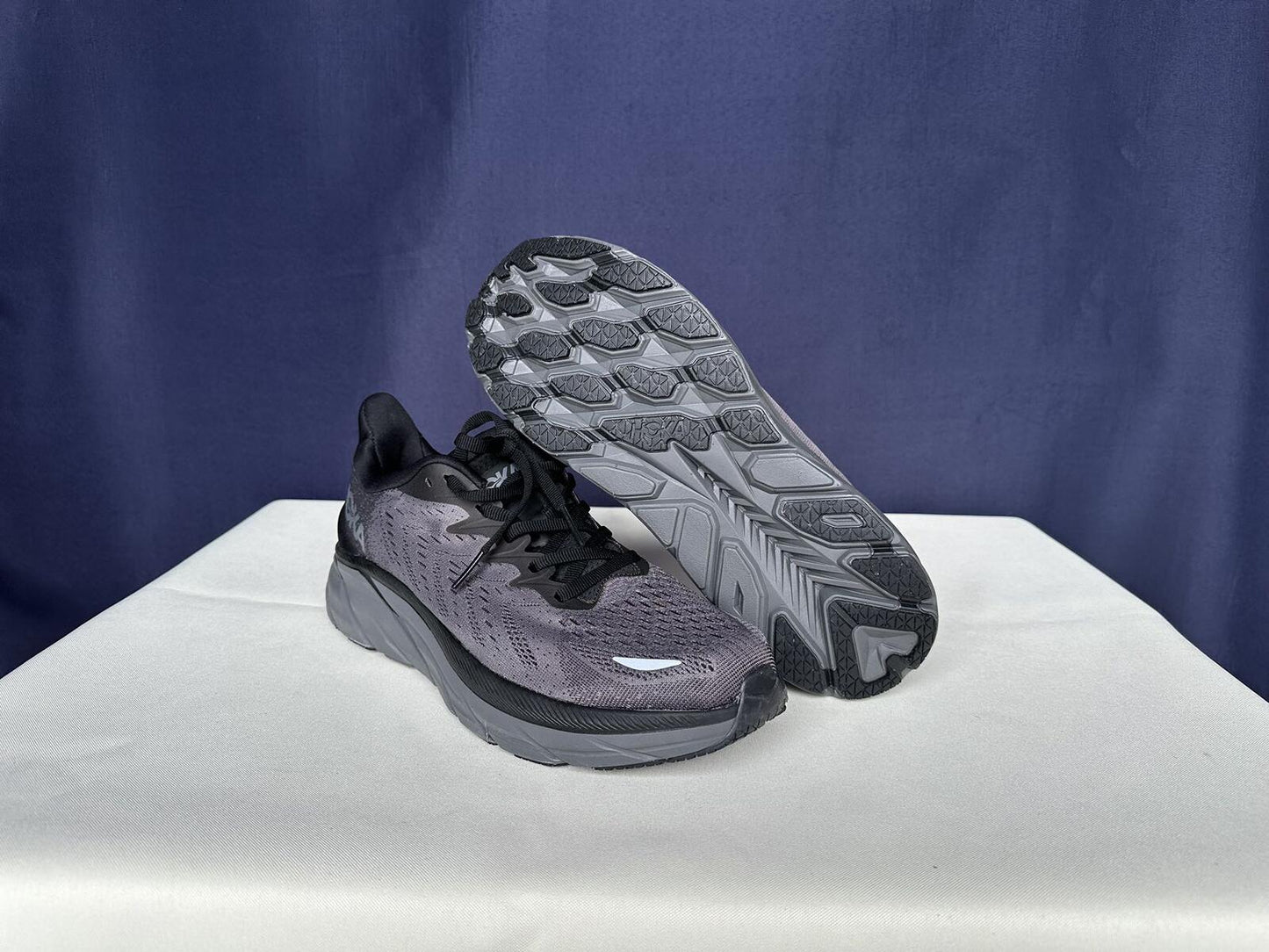 Size 10.5B- Hoka Women Clifton 8 Black Black Running Sneakers