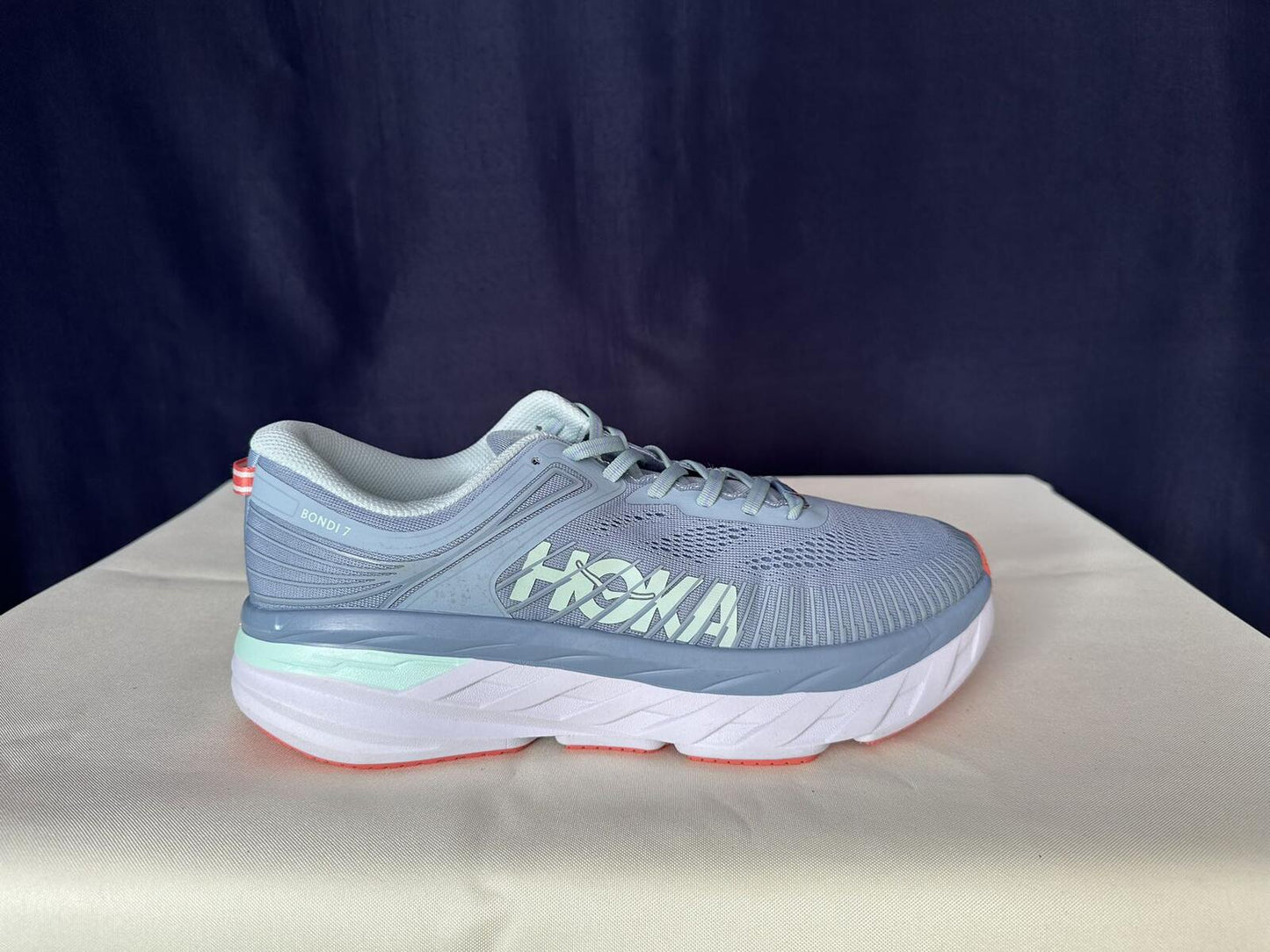 Size 11- Hoka Women Bondi 7 Blue Fog Blue Glass Sneakers