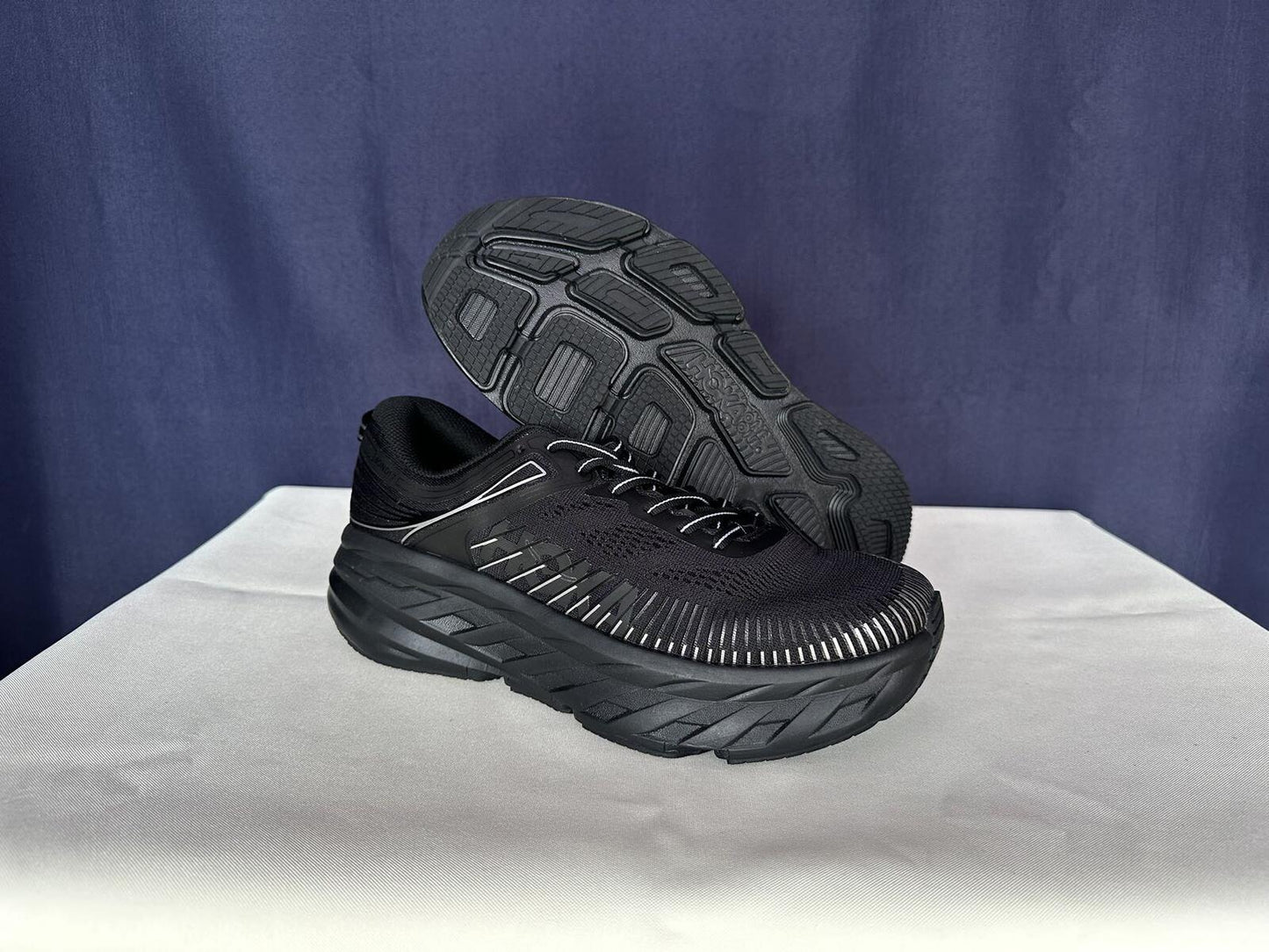 Size 10- Hoka Women Bondi 7 Black Black Running Shoes Sneakers