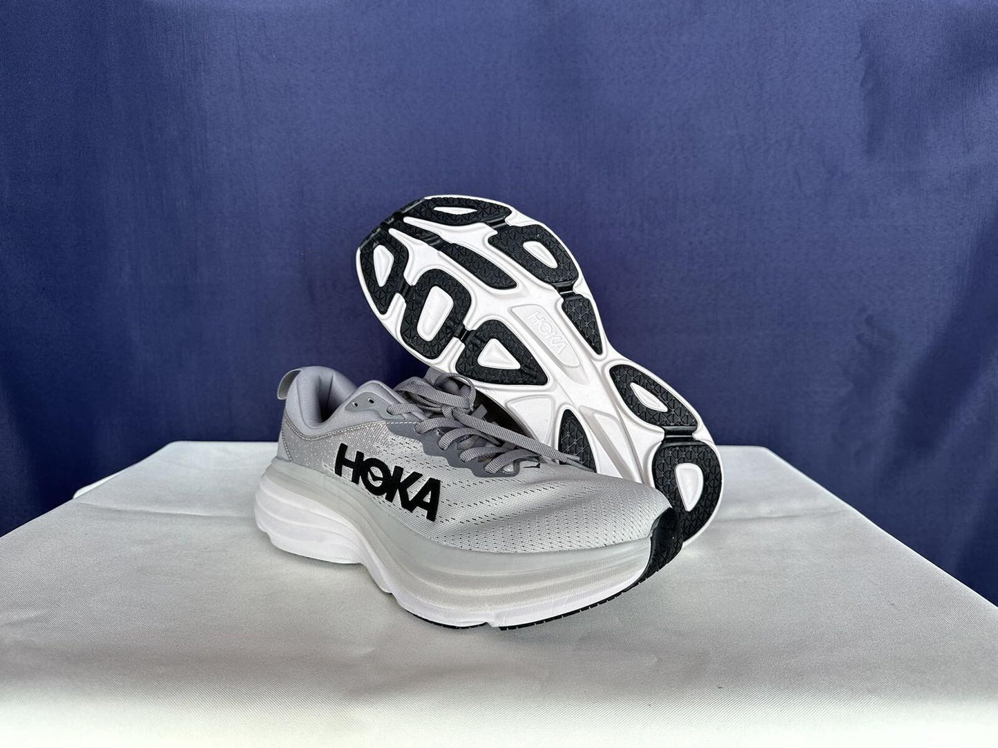 Size 10D - Hoka Men Bondi 8 Sharkskin Harbor Mist Sneakers