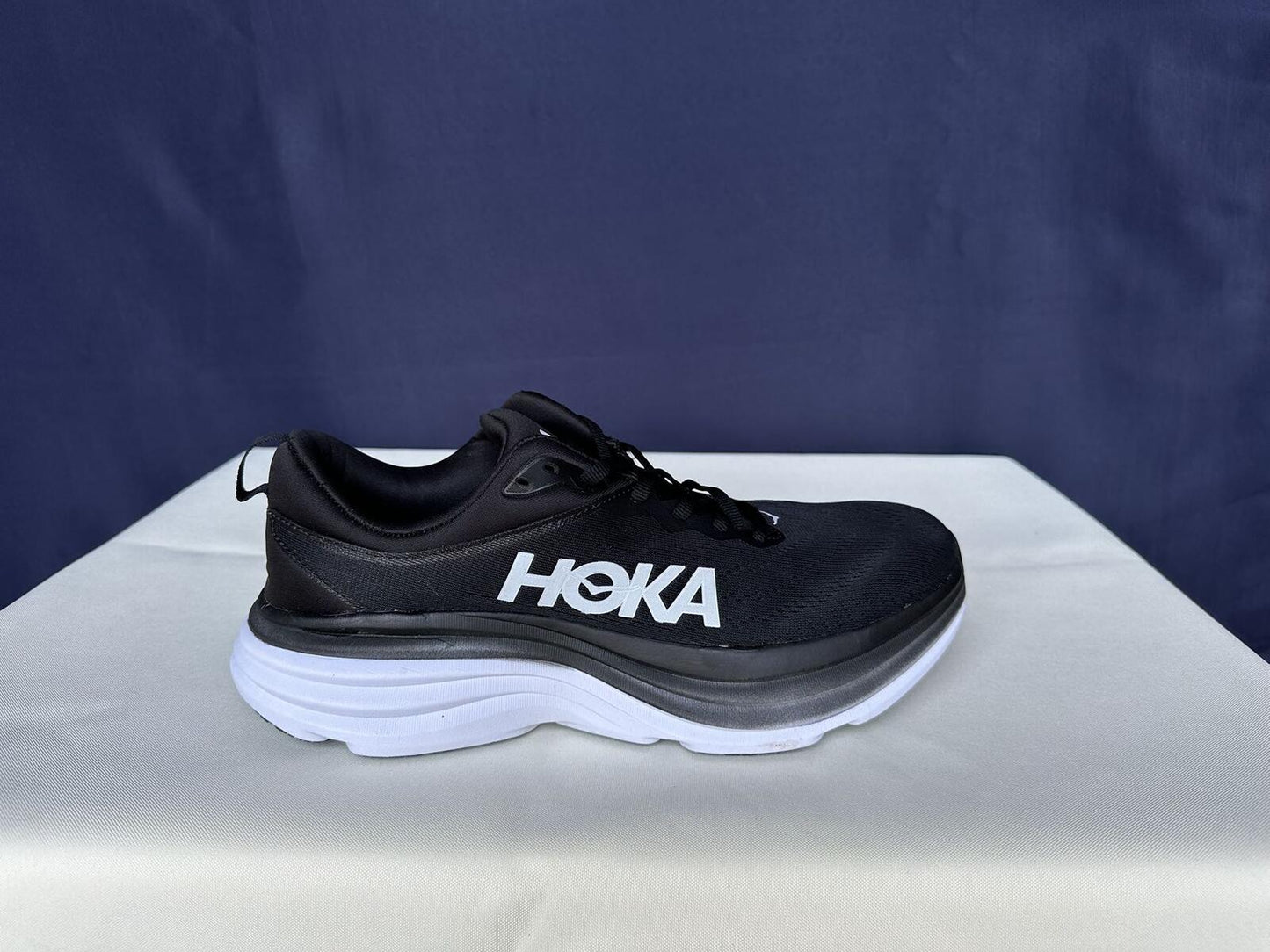 Size 11D- Hoka Men Bondi 8 Black/White Mens Sneakers Shoes