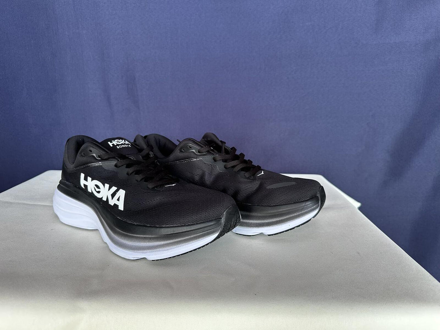 Size 10D - Hoka Men Bondi 8 Black/White Mens Sneakers Shoes