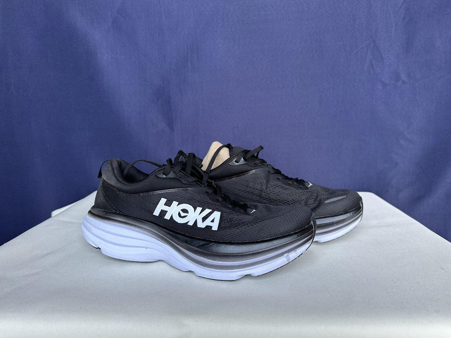 Size 10D - Hoka Men Bondi 8 Black White
