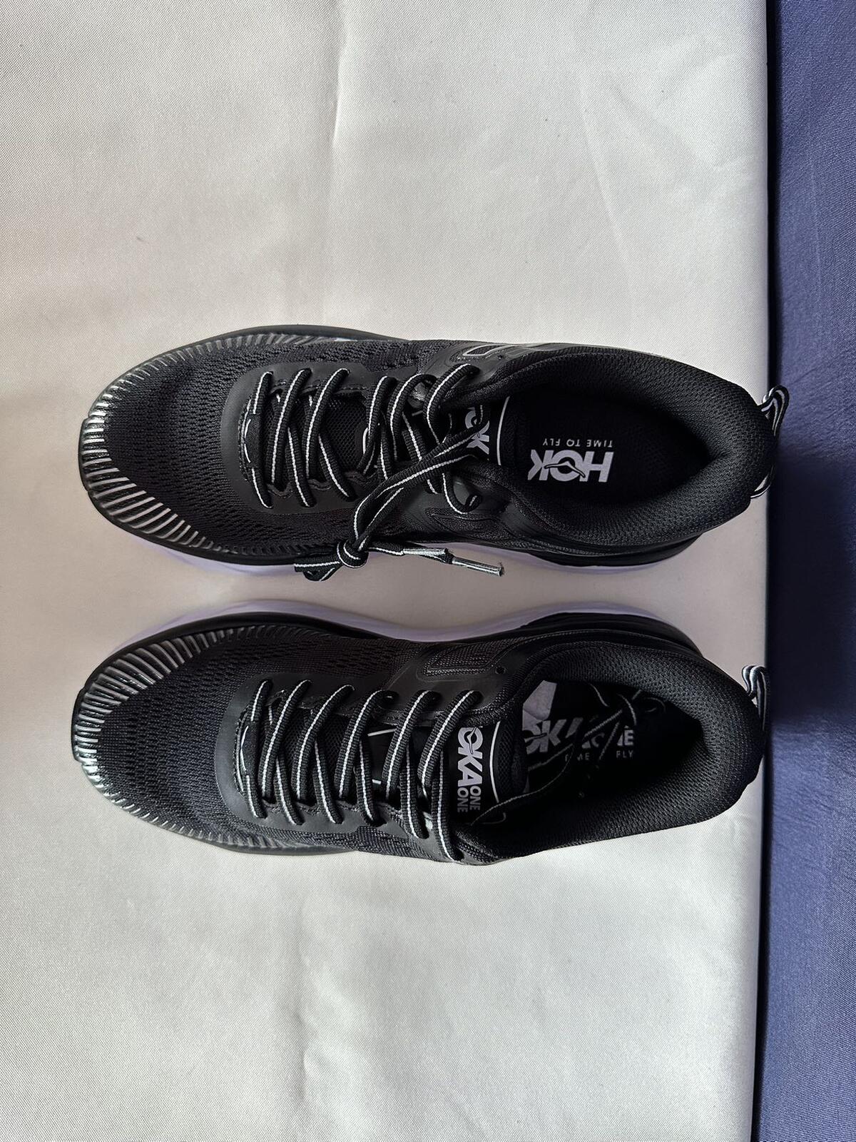 Size 8 - Hoka Women Bondi 7 Black White Running Shoes Sneaker