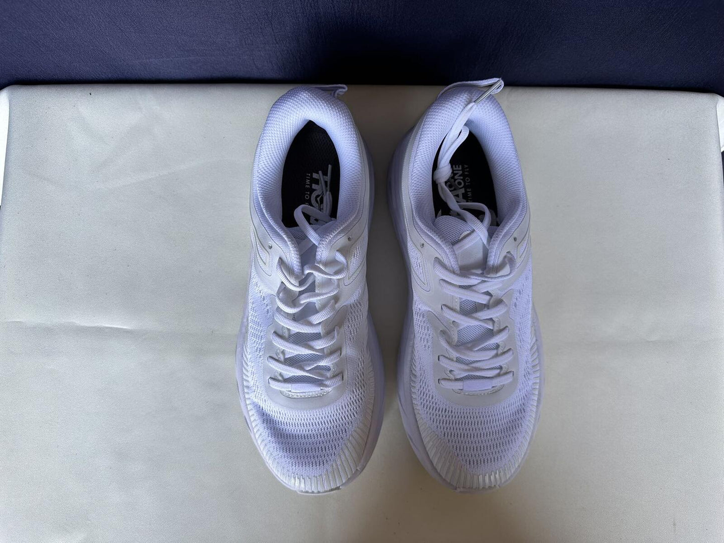 Size 9.5- Hoka Women Bondi 7 White White Trainer Sneakers Shoes