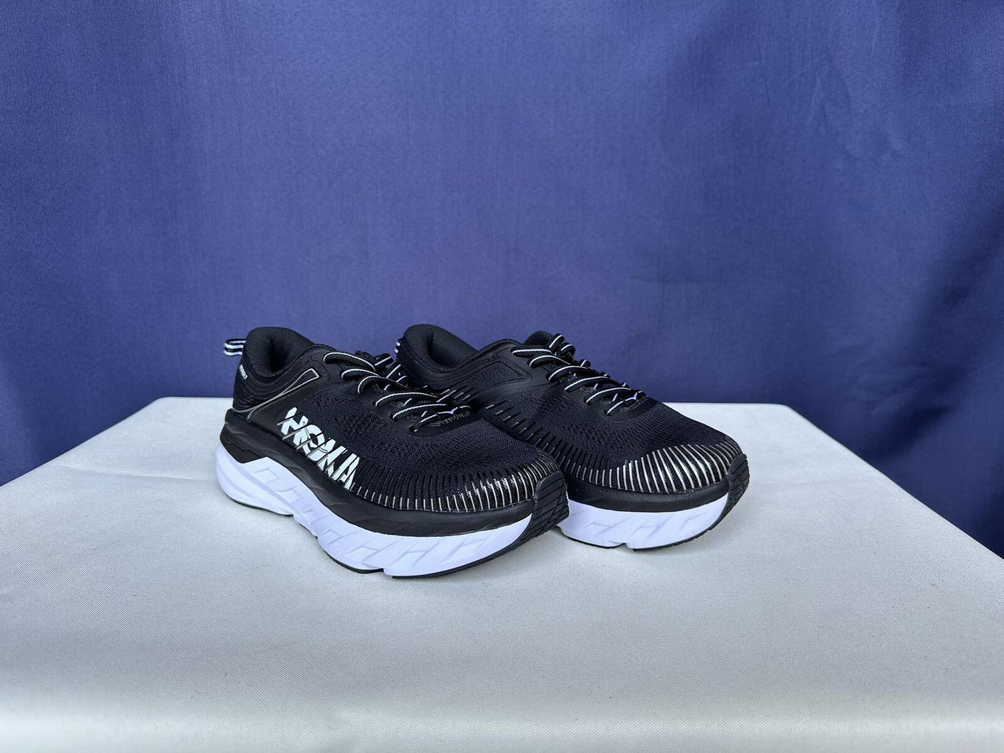 Size 7.5- Hoka Women Bondi 7 Black White Running Shoes Sneaker