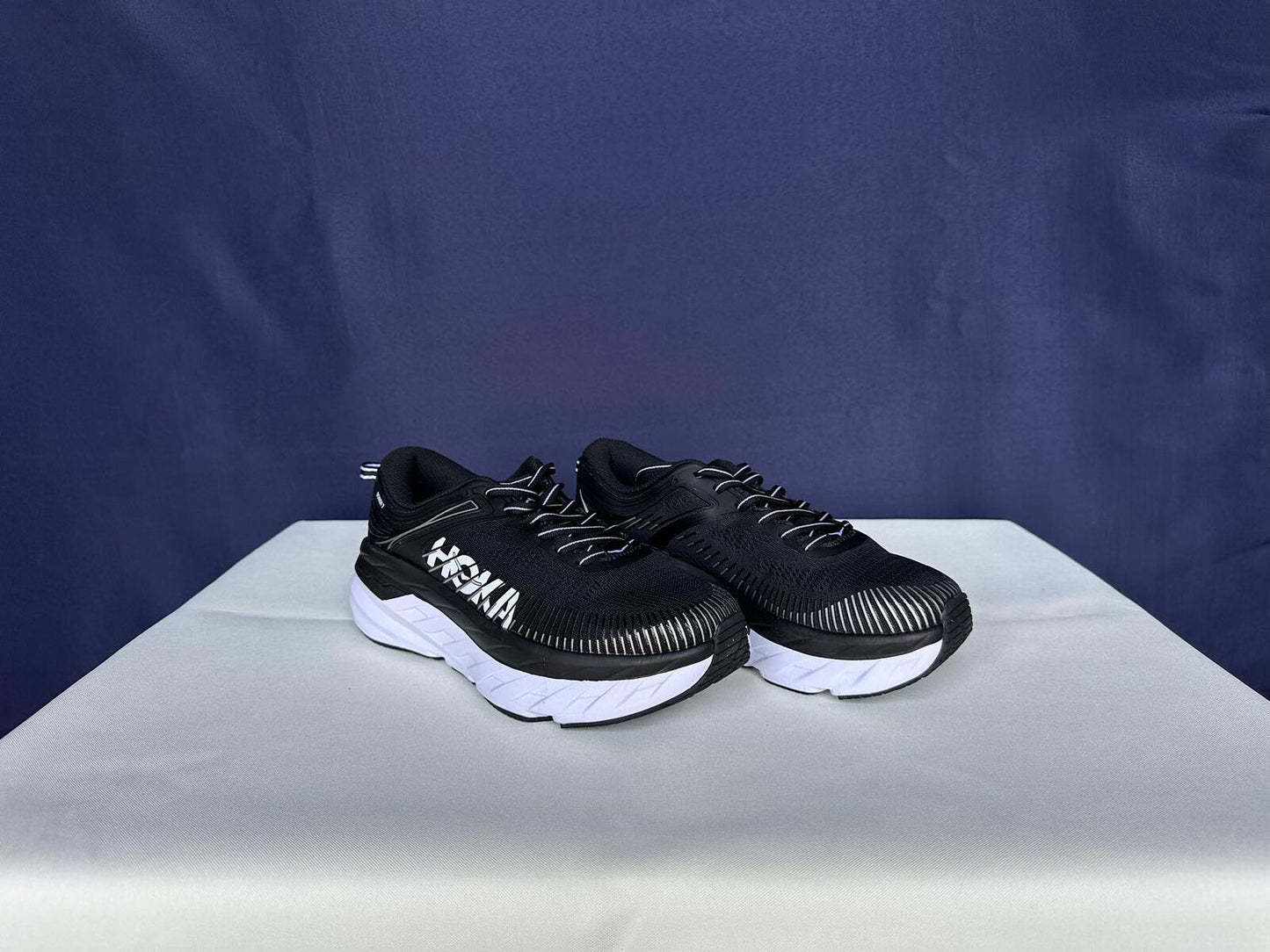Size 7.5- Hoka Women Bondi 7 Black White Running Shoes Sneaker