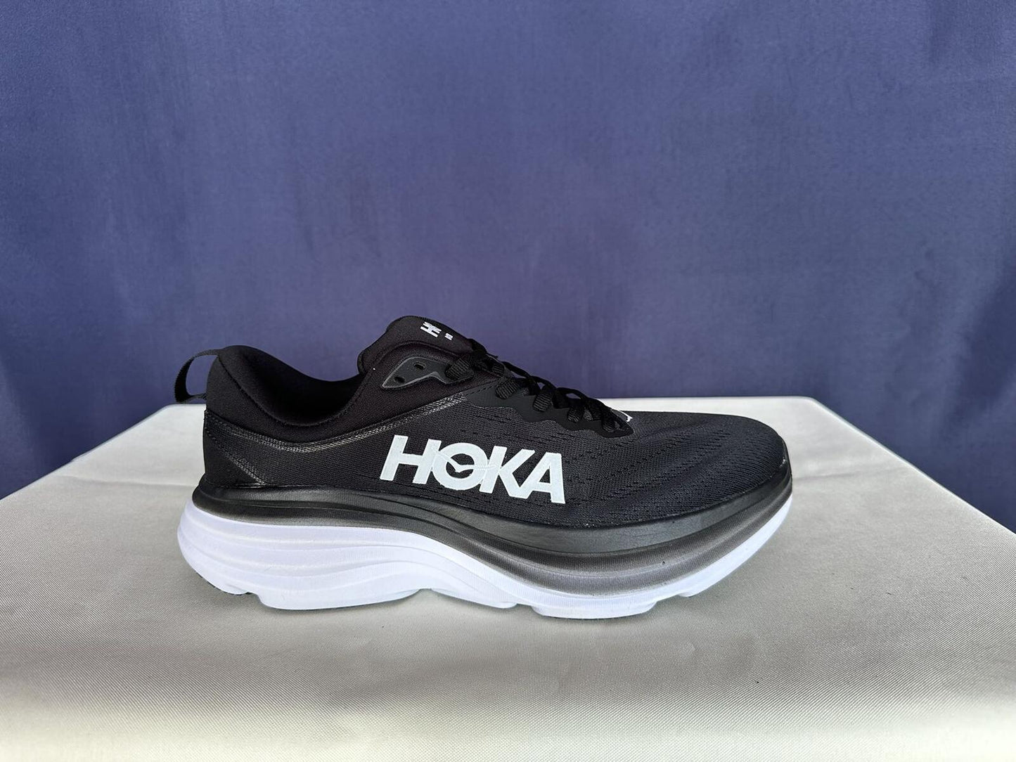 Size 10D - Hoka Men Bondi 8 Black/White Mens Sneakers Shoes