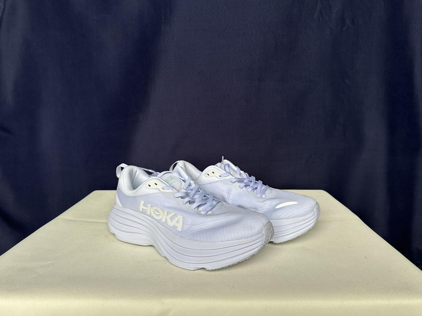 Size 11D - Hoka Men Bondi 8 White White Sneakers Shoes