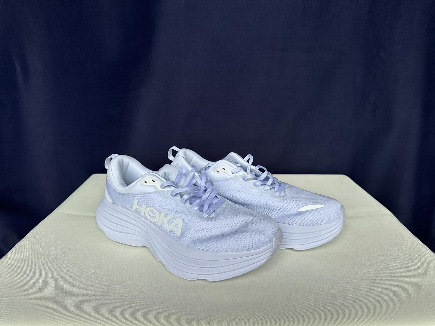 Size 10.5D- Hoka Men Bondi 8 White White Sneakers Shoes