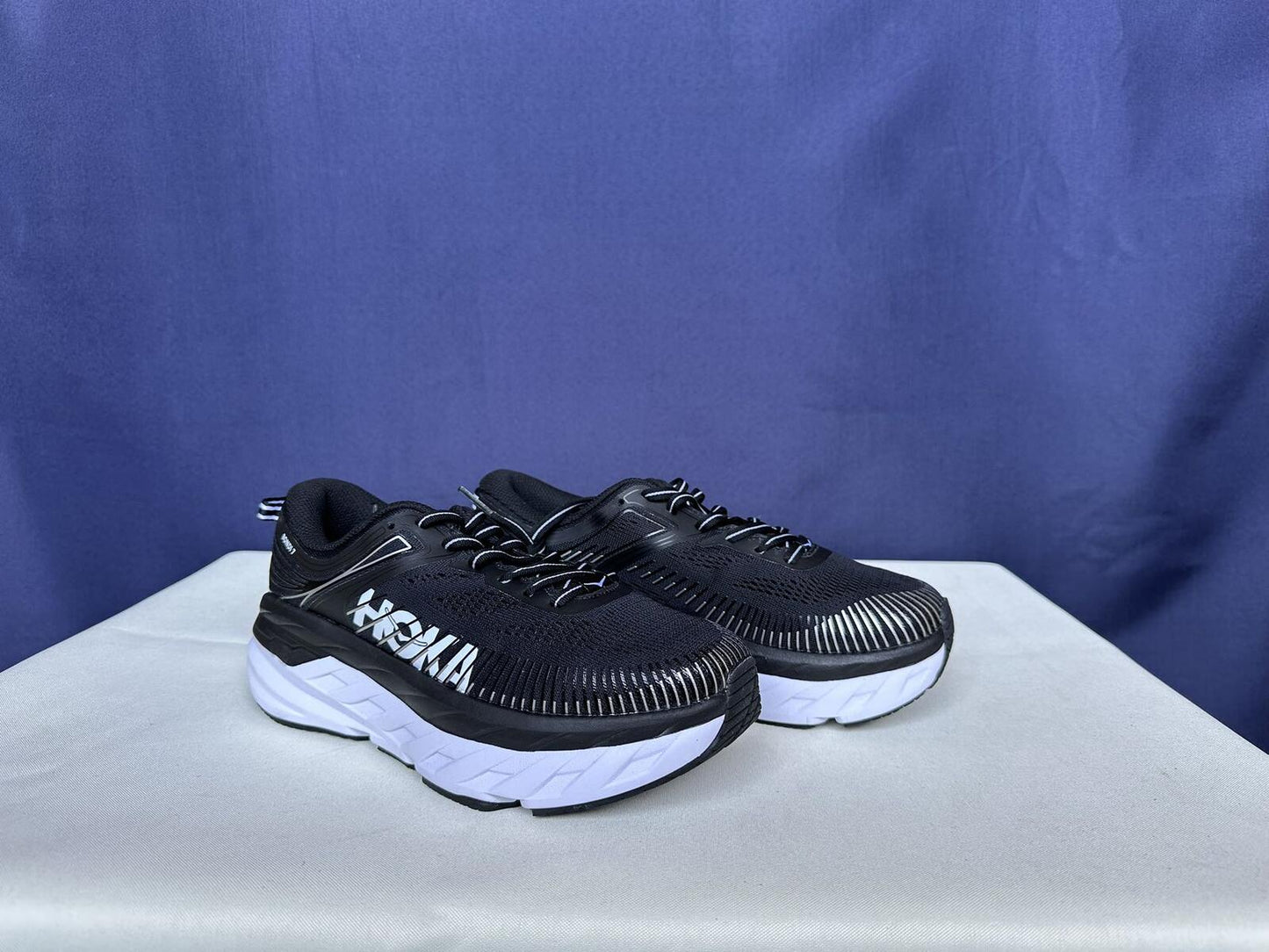 Size 7.5- Hoka Women Bondi 7 Black White Running Shoes Sneaker